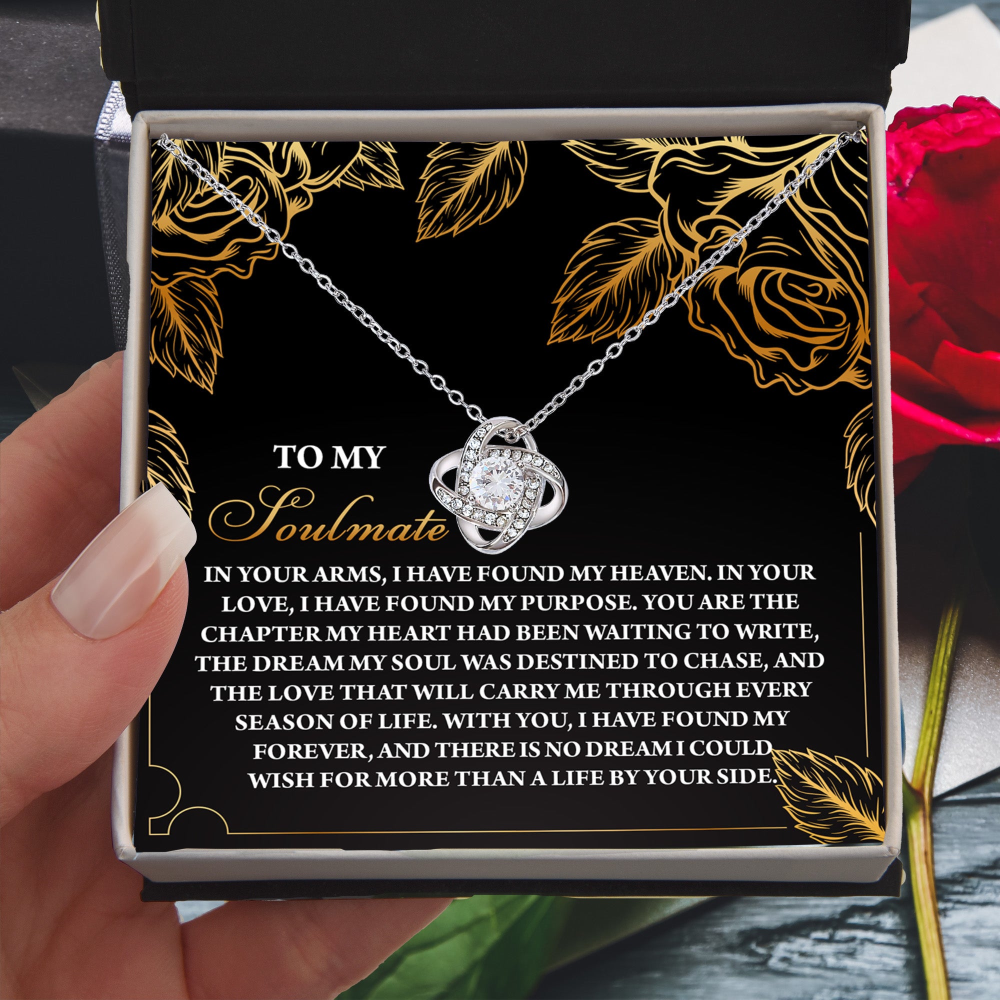 To My Soulmate - By Your Side - Love Knot Necklace with Heartfelt Message