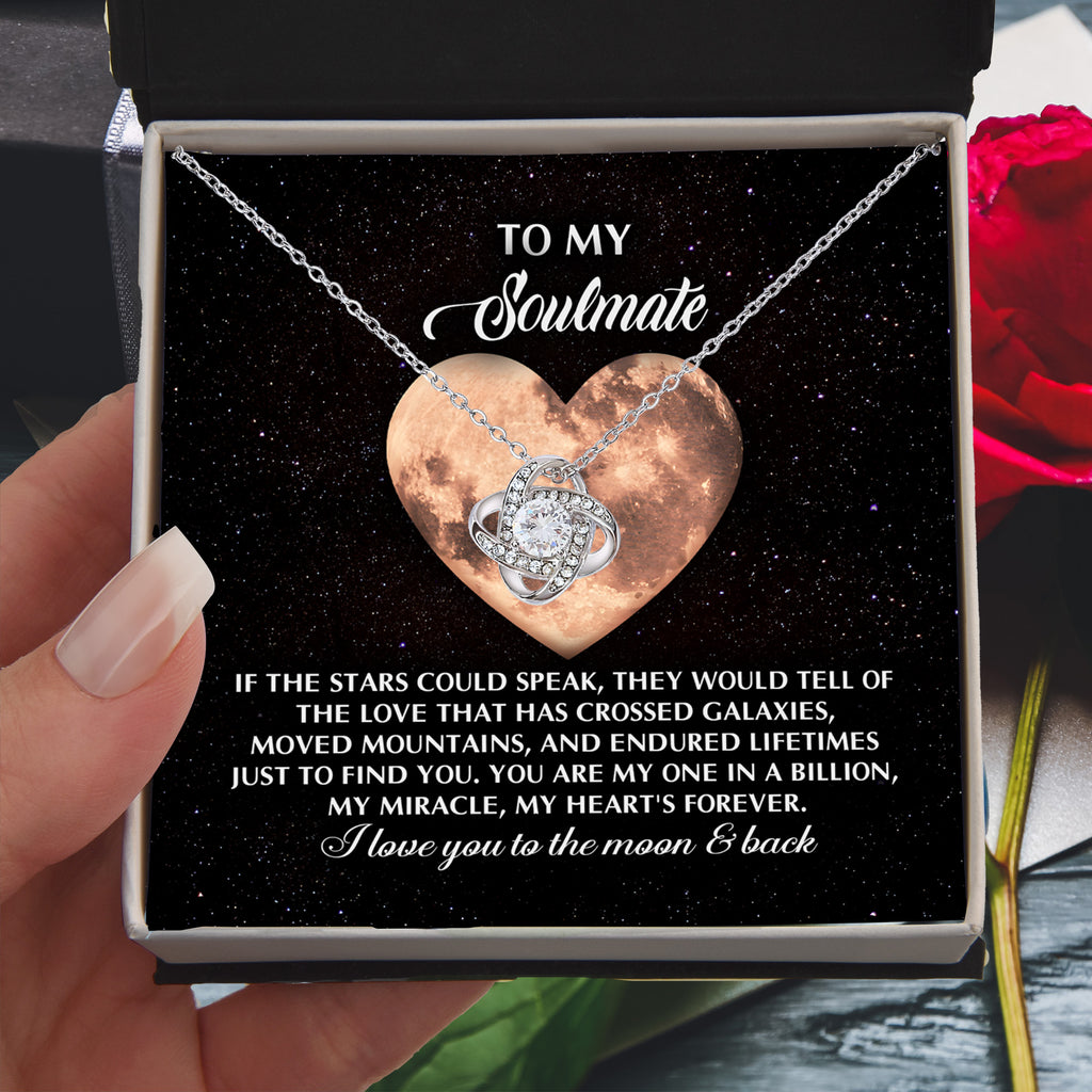 To My Soulmate - Crossed Galaxies - Love Knot Necklace with Heartfelt Message