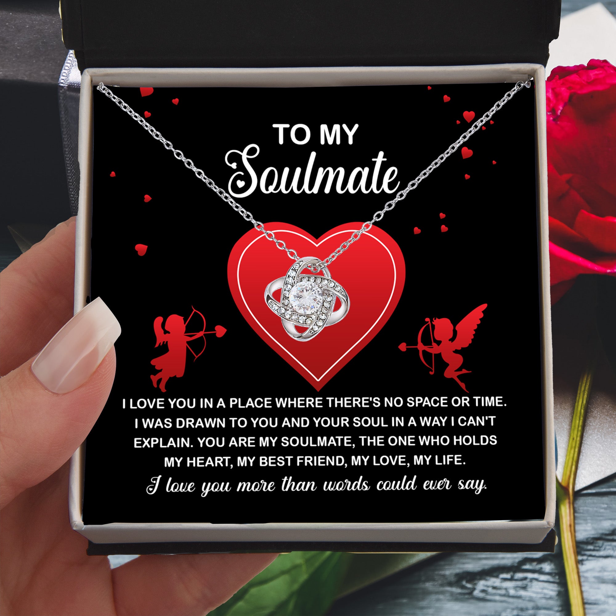 To My Soulmate Love Knot Necklace – Timeless Eternal Love Gift for Her