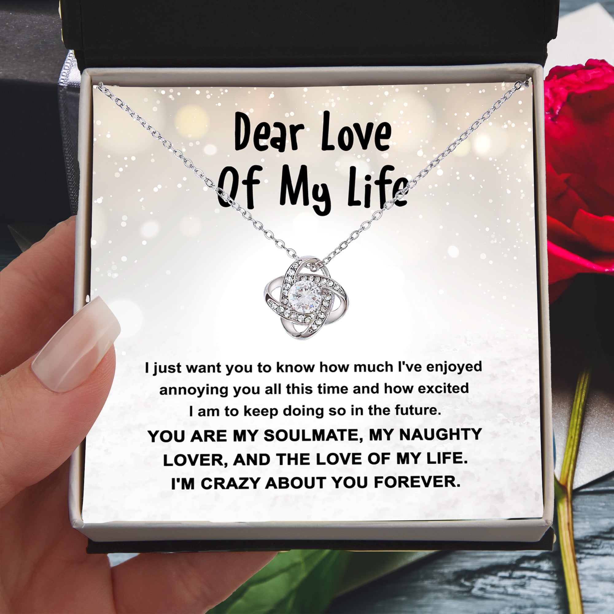 Dear Love of My Life Love Knot Necklace – Playful Soulmate Gift for Her