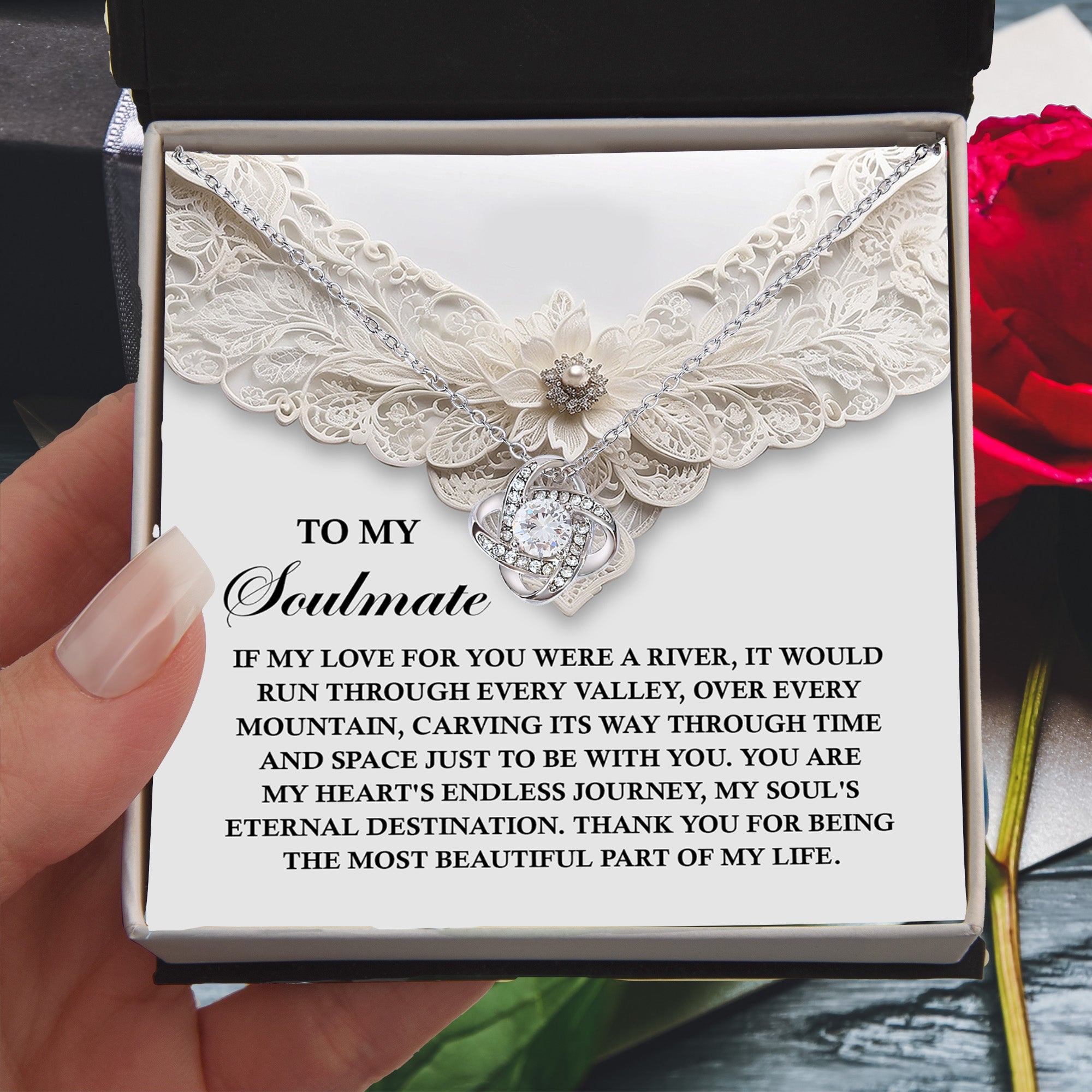 To My Soulmate - Soul's Eternal Destination - Love Knot Necklace with Heartfelt Message