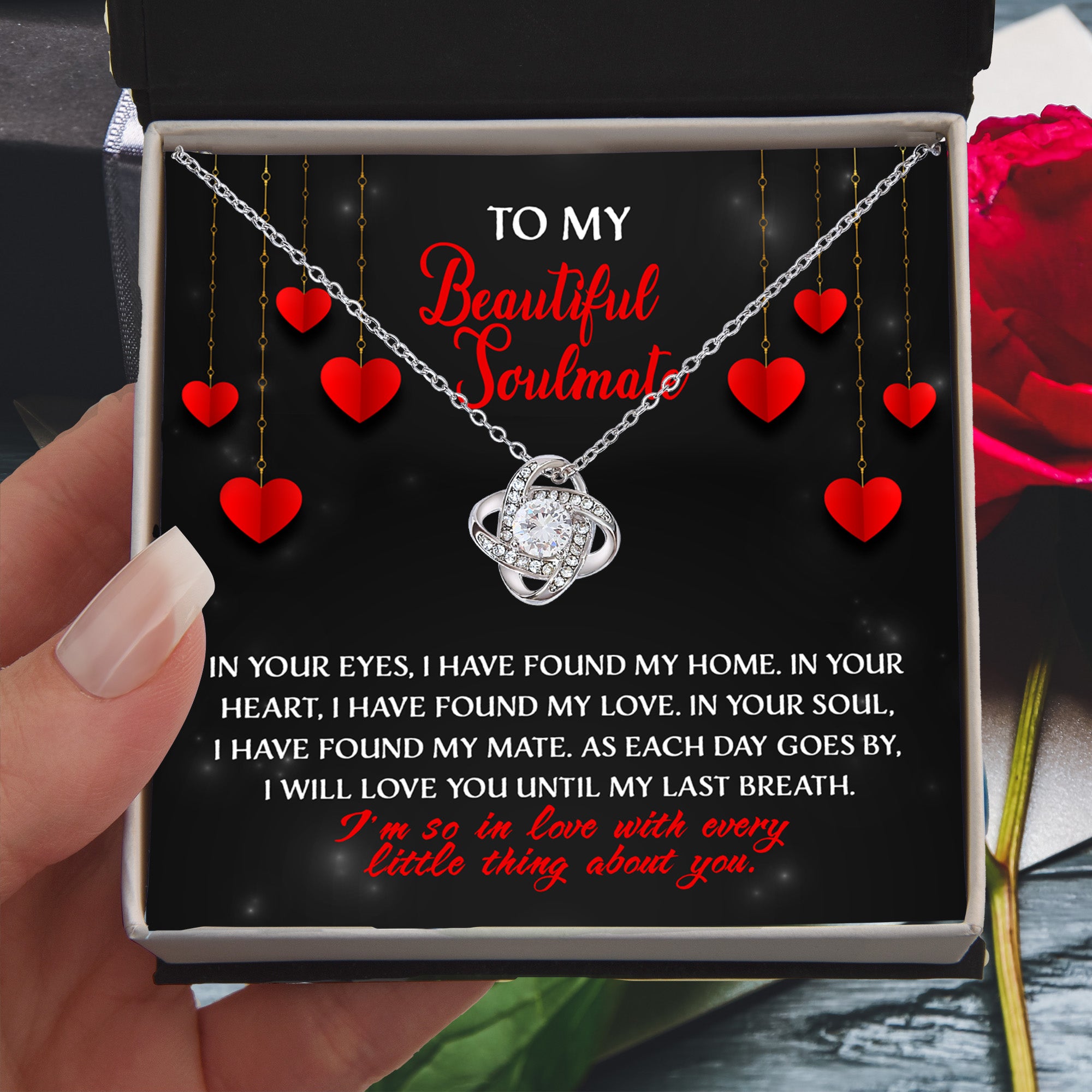 To My Beautiful Soulmate Love Knot Necklace – You Are My Home Forever Gift for Her