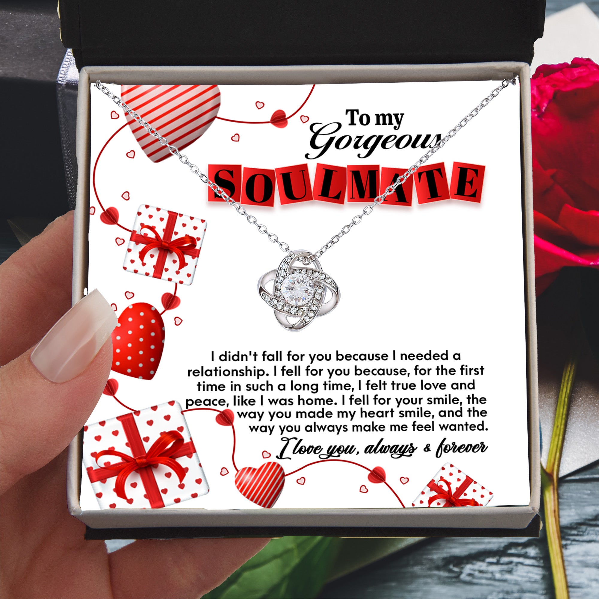 To My Gorgeous Soulmate Love Knot Necklace – Always & Forever Romantic Gift for Her