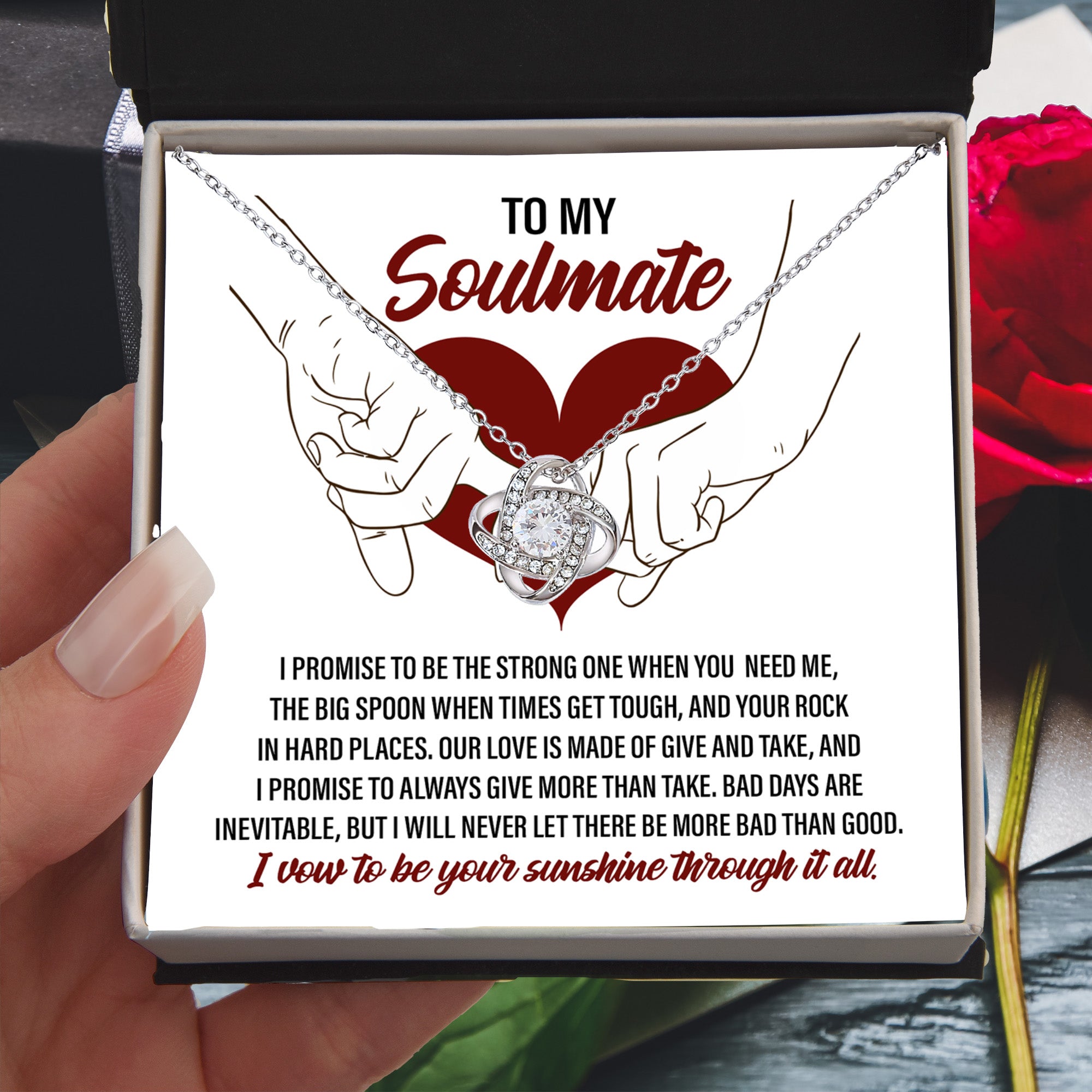 Soulmate Gift - I Promise to be the Strong One Love Knot Necklace