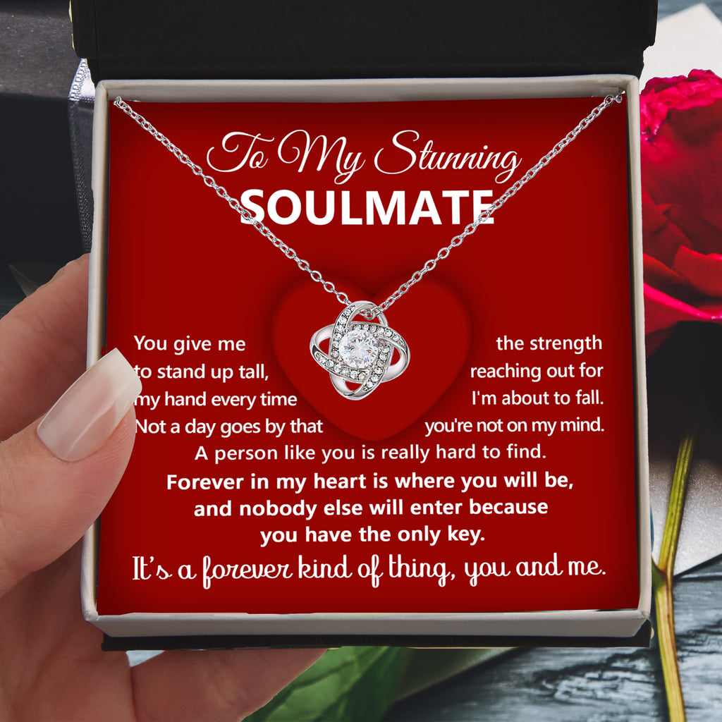 To My Stunning Soulmate – Forever in my Heart - Love Knot Necklace | Romantic Gift for Her