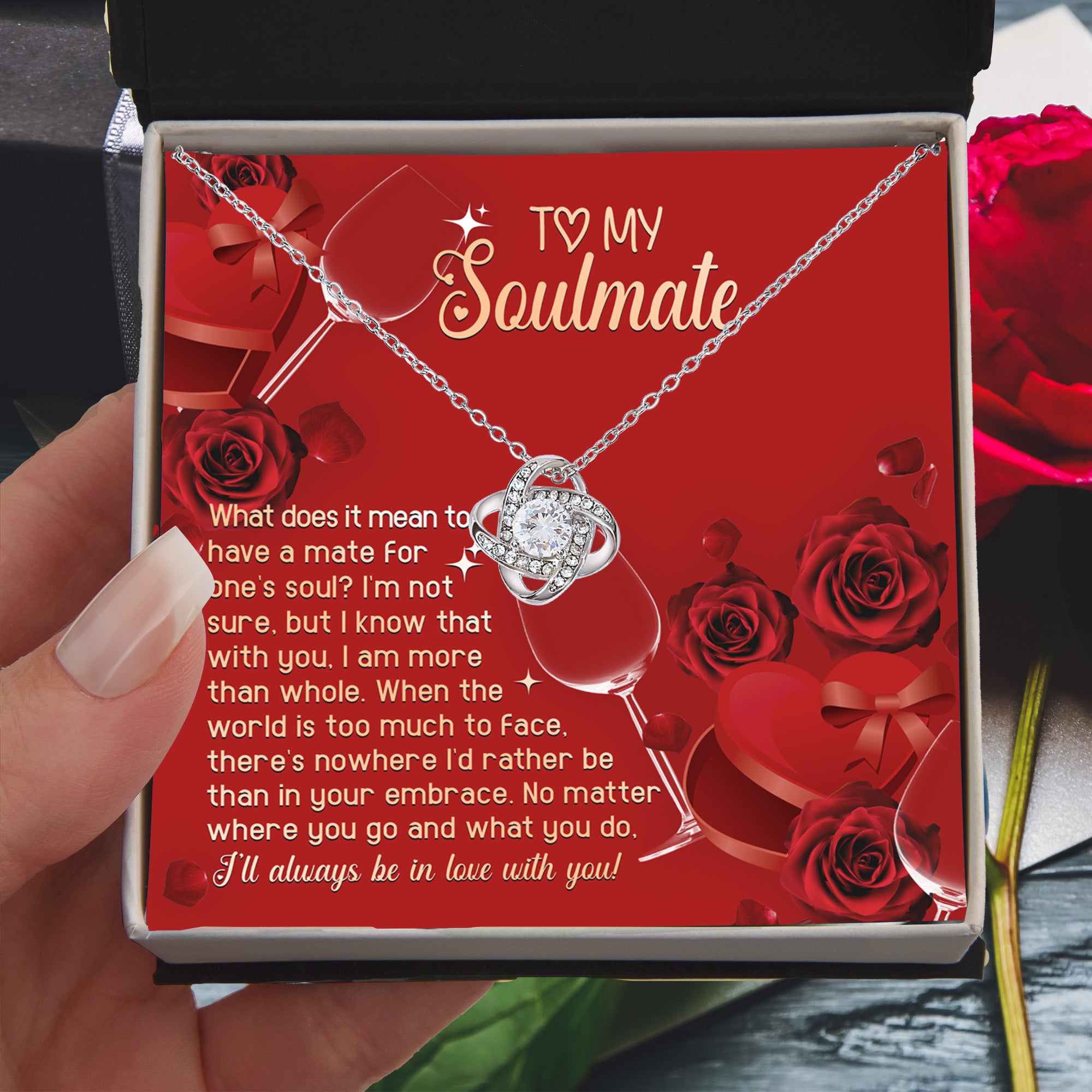 To My Soulmate - In Your Embrace Romantic Love Knot Necklace