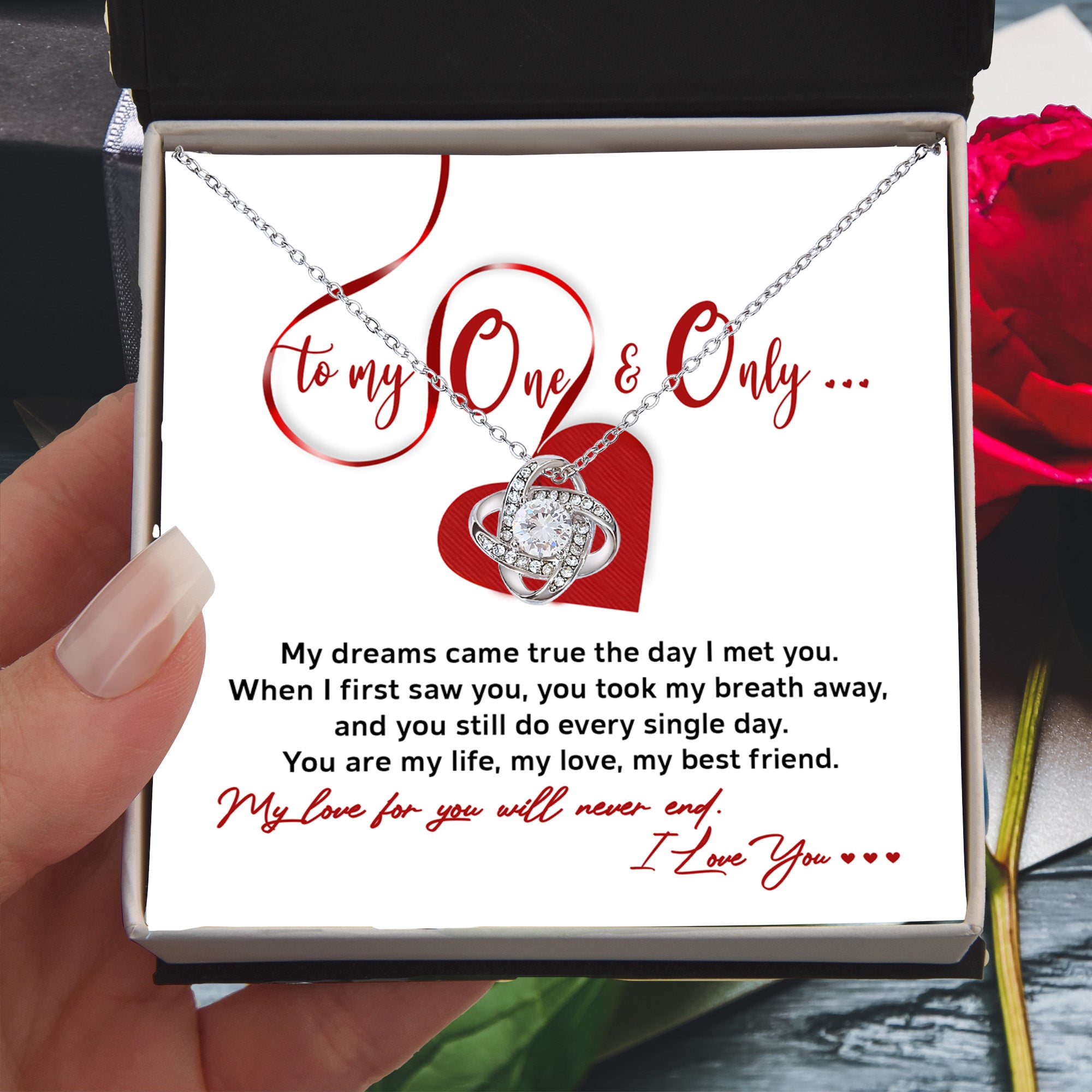 To My One and Only - My Dreams Came True - Romantic Love Knot Necklace