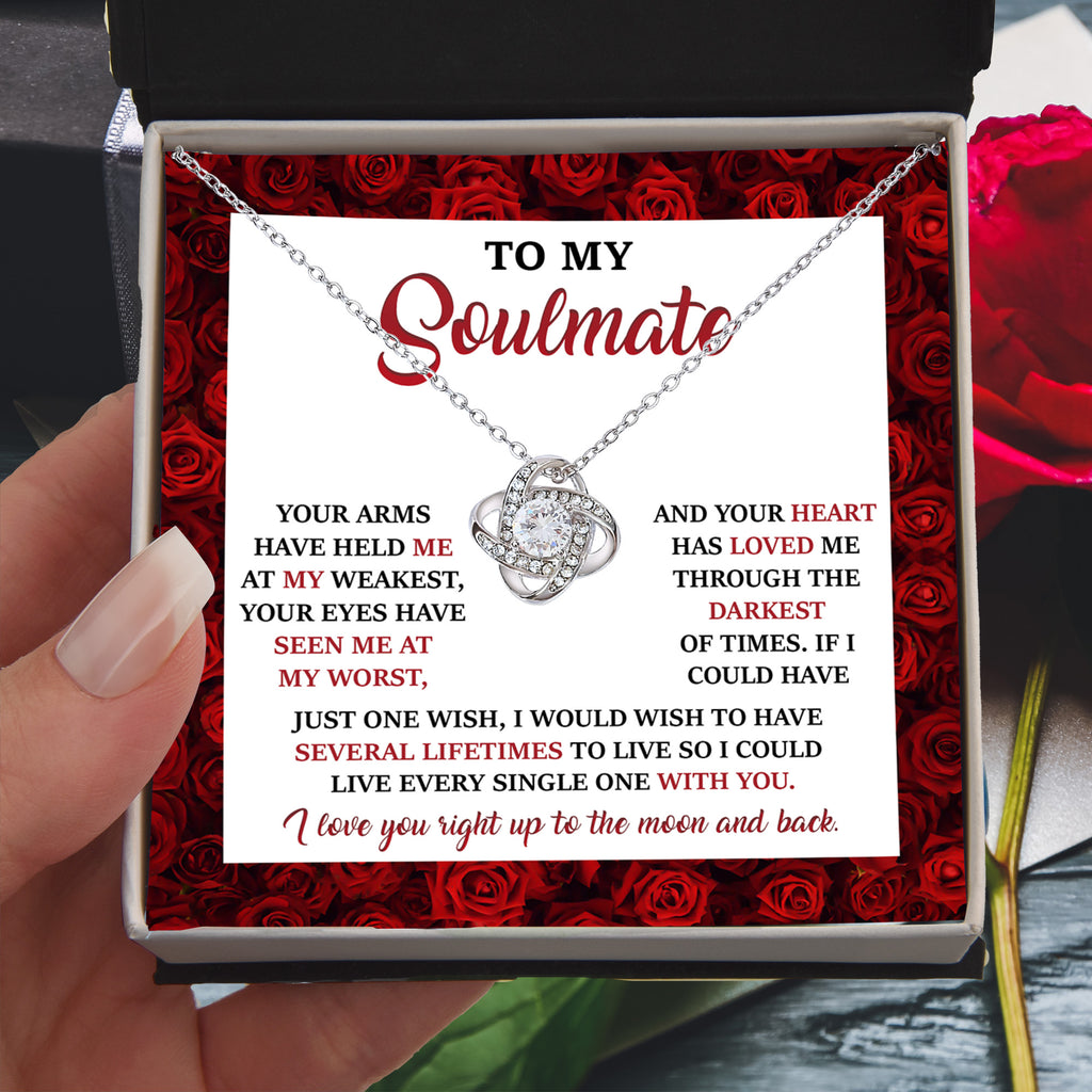 To My Soulmate – One Wish - Love Knot Necklace with Message Card