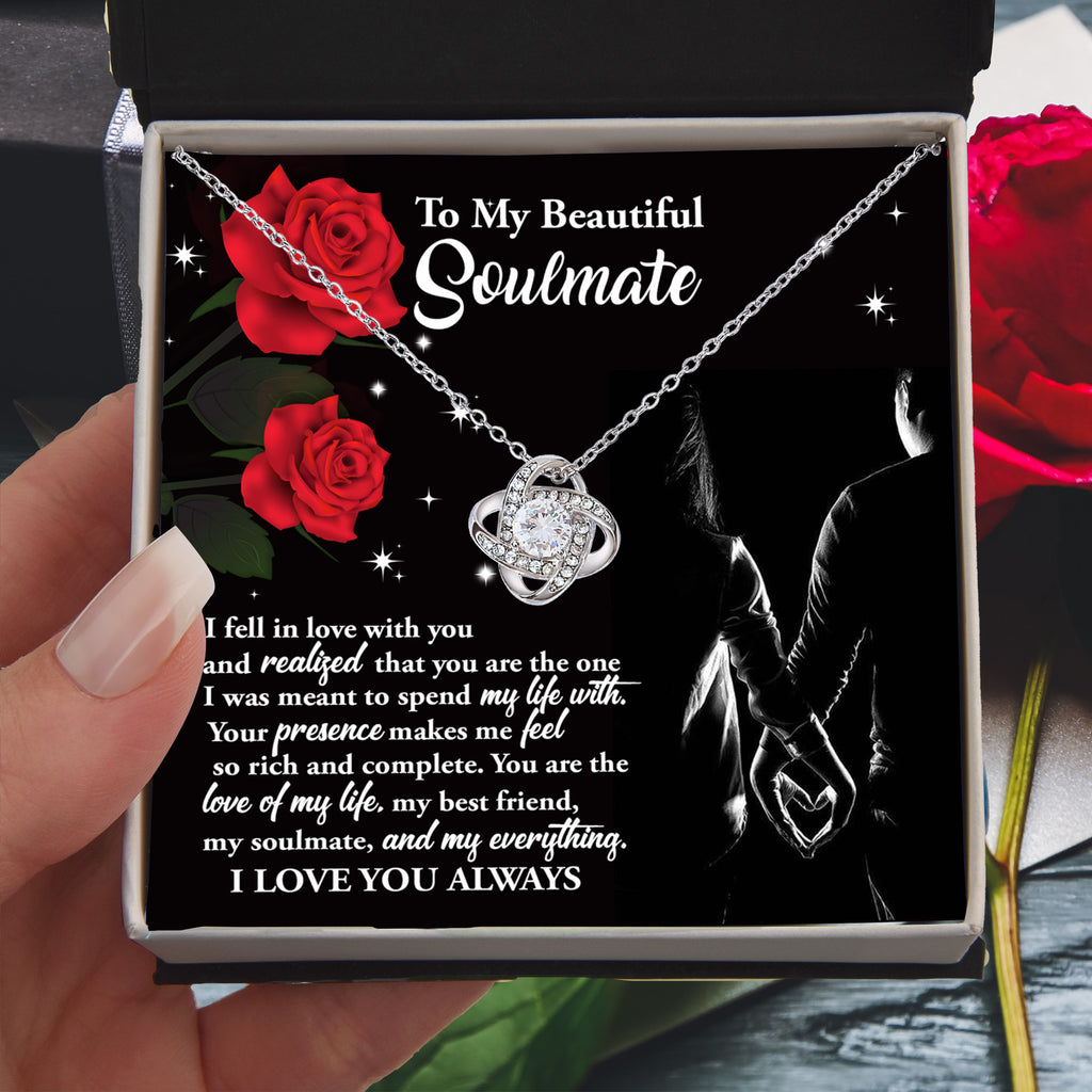 To My Beautiful Soulmate – Spend My Life With You - Love Knot Necklace with Message Card