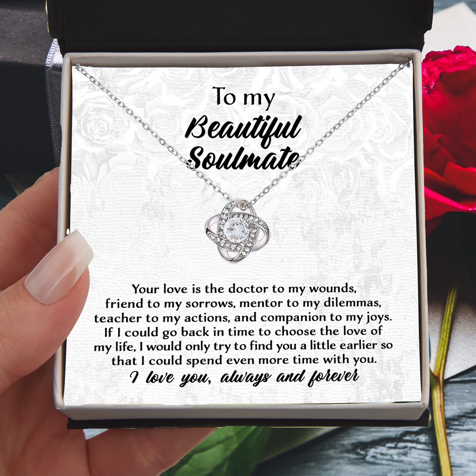 To My Beautiful Soulmate – Find You Sooner  Love Knot Necklace Gift Set