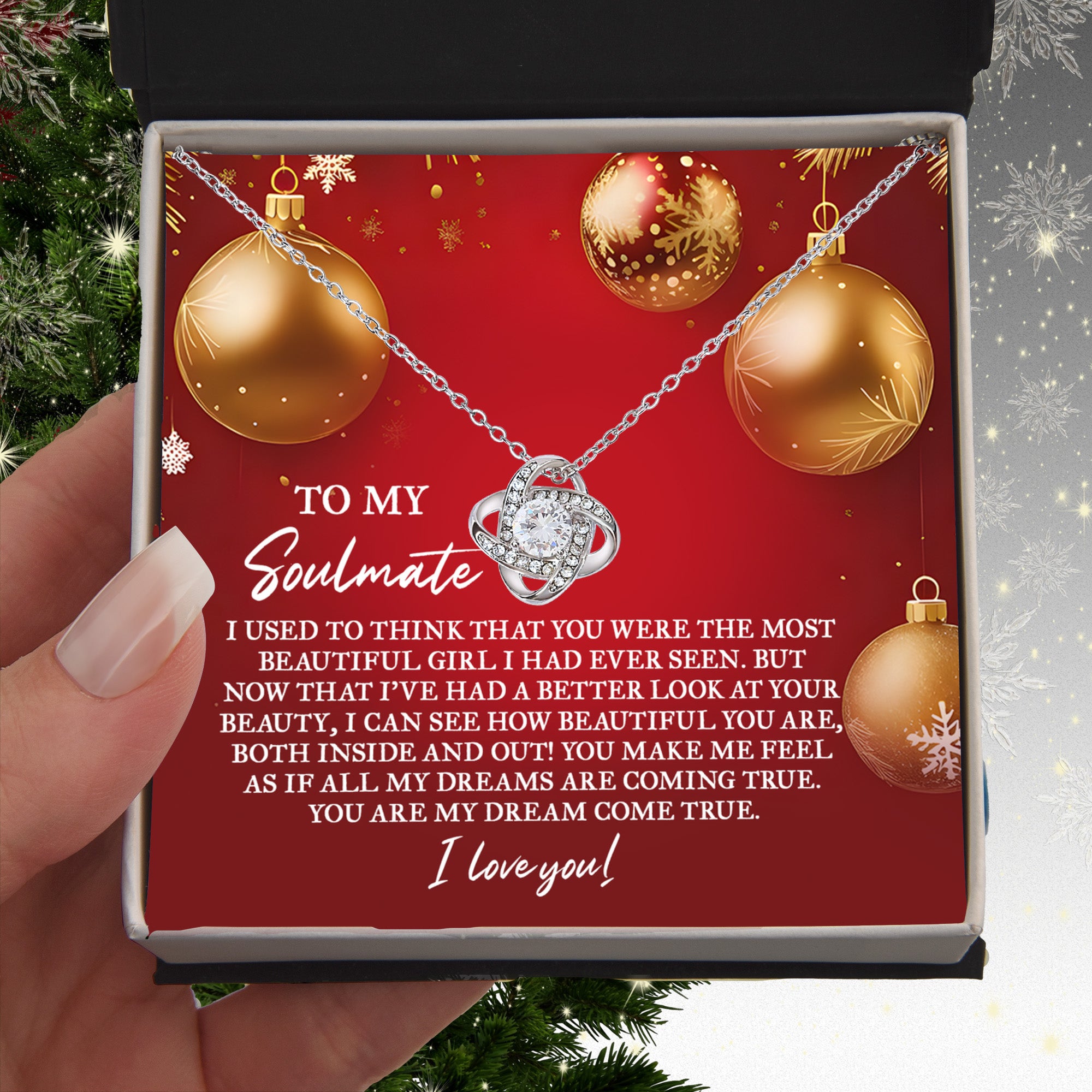 To My Soulmate – “My Dream Come True” Love Knot Necklace