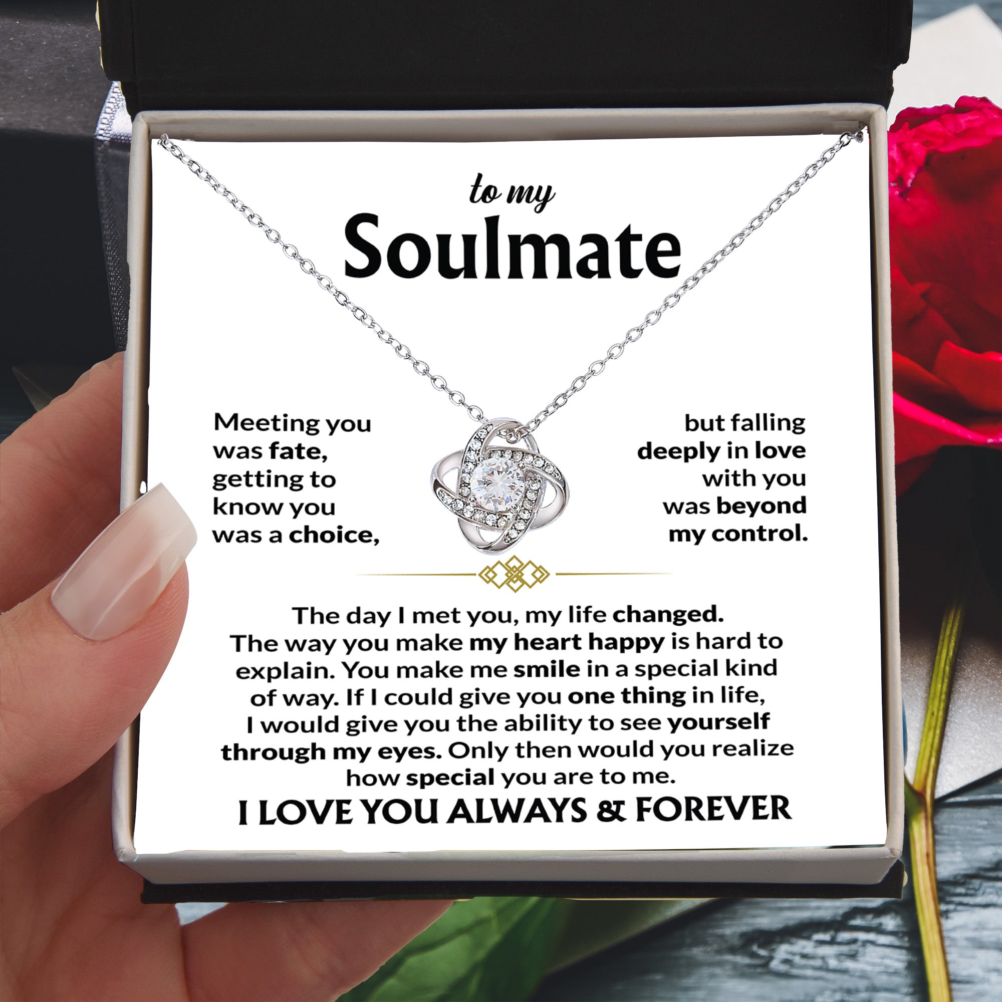 Soulmate Gift – Meeting You Was Fate Romantic Love Knot Necklace