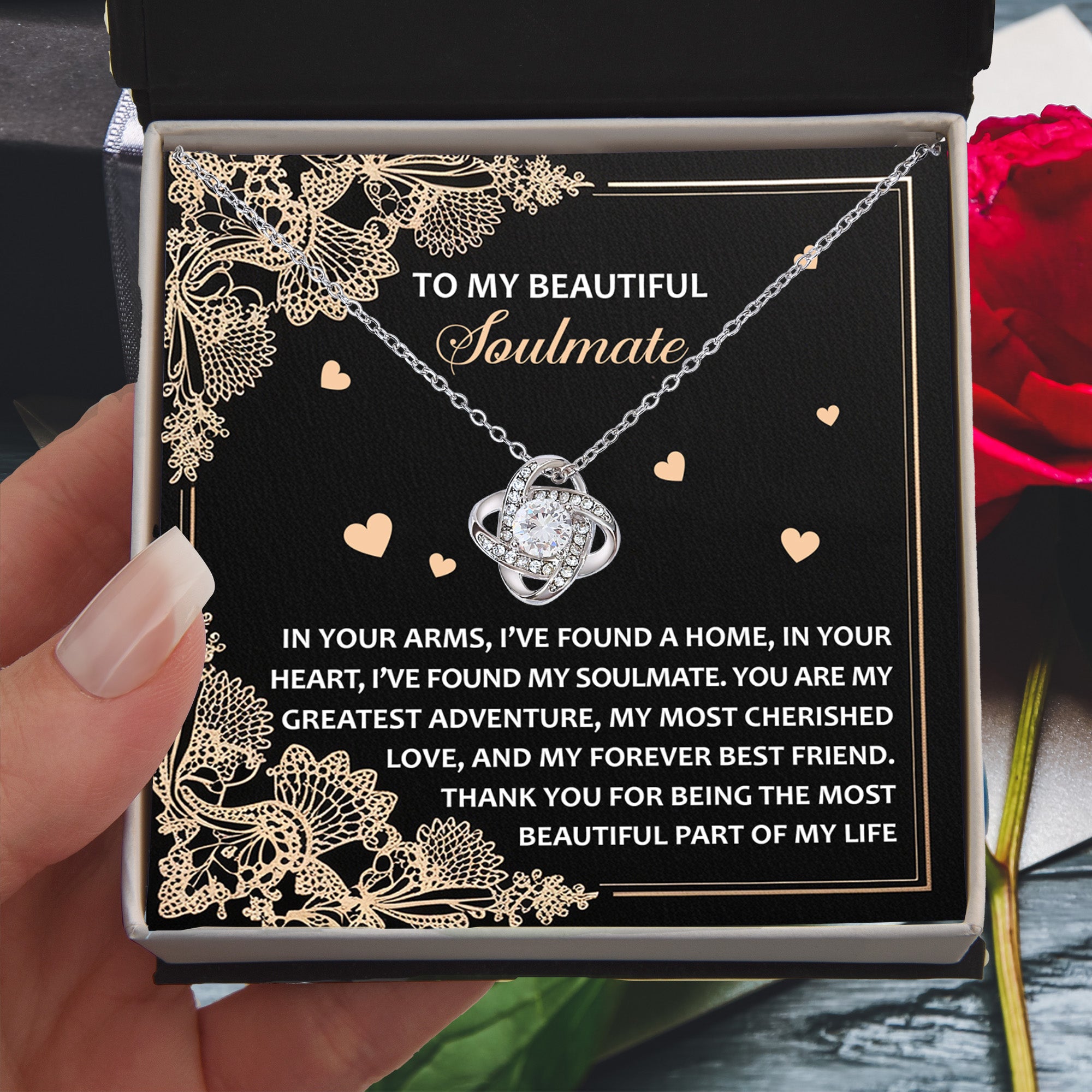To My Soulmate - Most Beautiful Part of My Life - Love Knot Necklace with Heartfelt Message Card