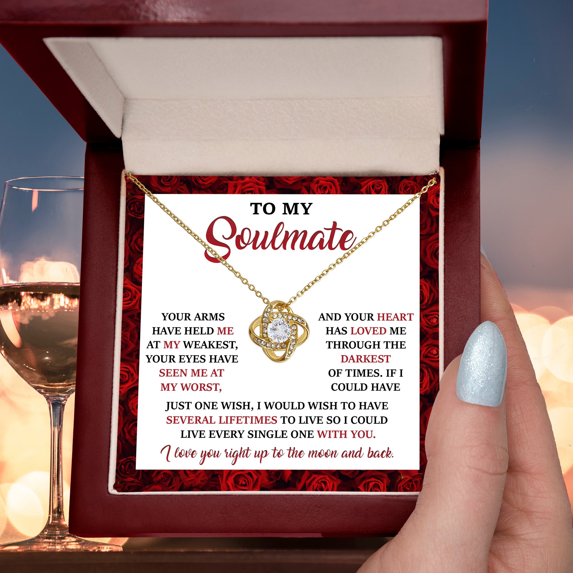 To My Soulmate – One Wish - Love Knot Necklace with Message Card