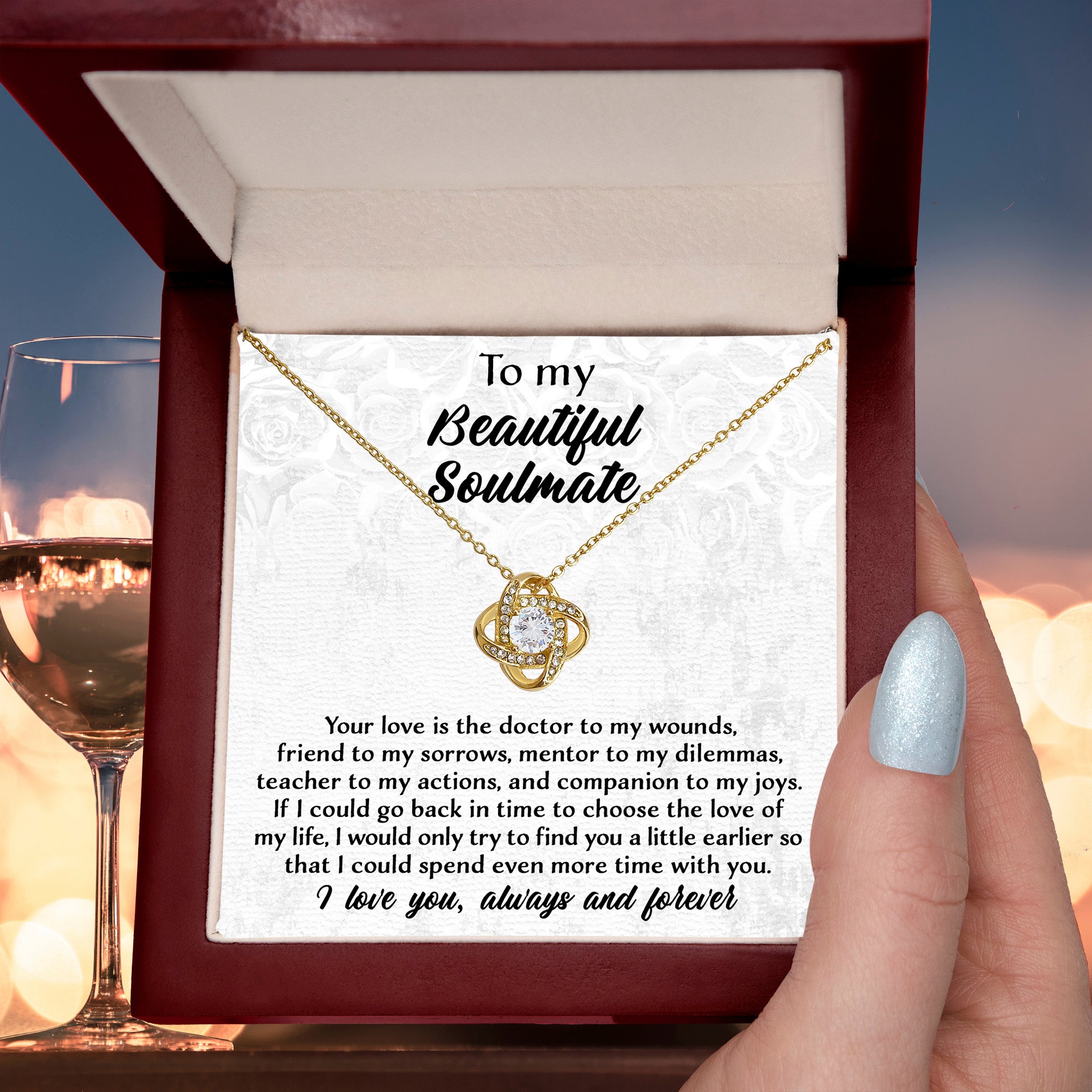 To My Beautiful Soulmate – Find You Sooner  Love Knot Necklace Gift Set