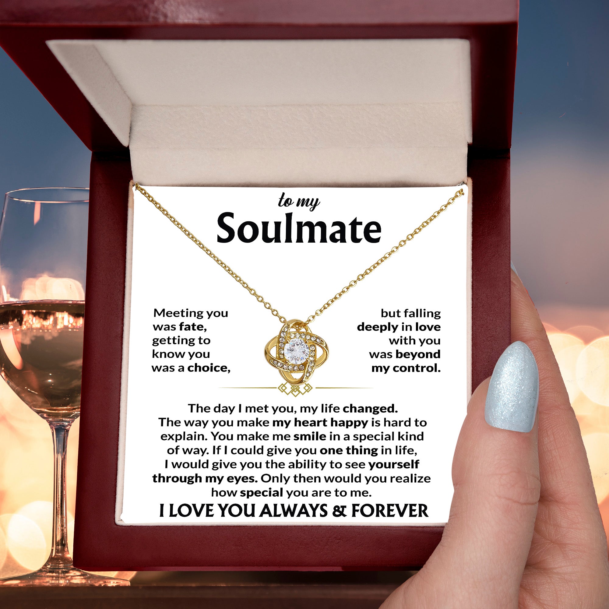 Soulmate Gift – Meeting You Was Fate Romantic Love Knot Necklace