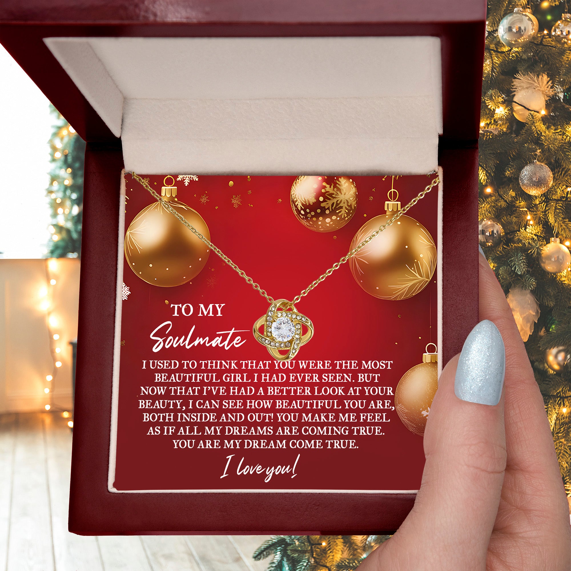 To My Soulmate – “My Dream Come True” Love Knot Necklace