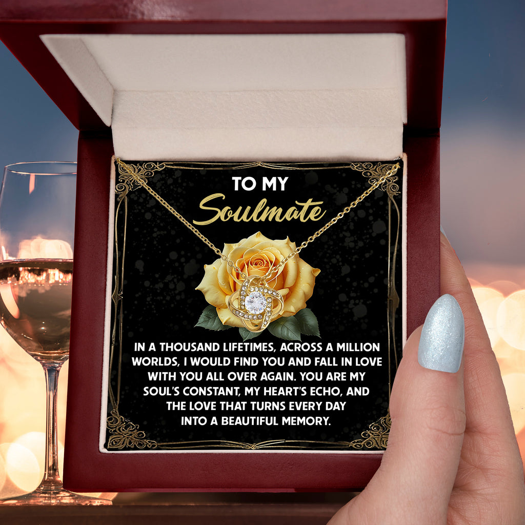 To My Soulmate -Beautiful Memory Love Knot Necklace with Message Card