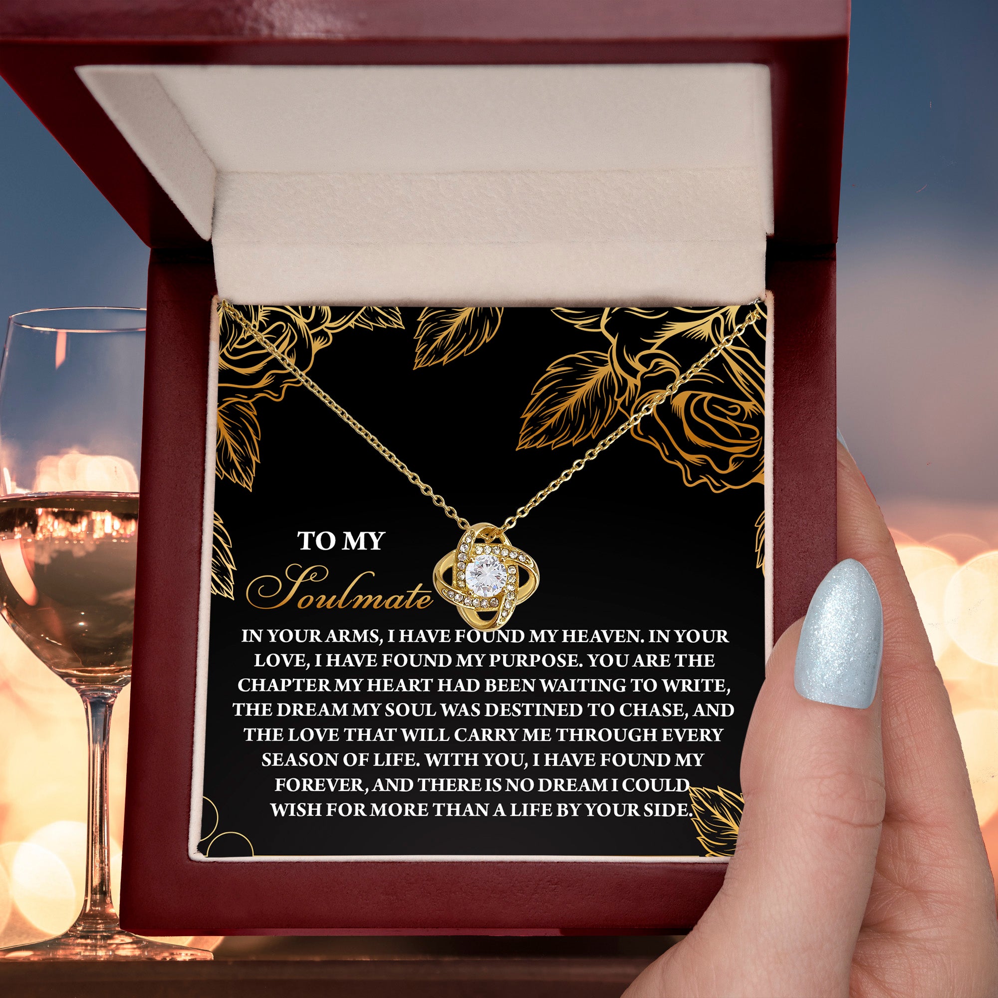 To My Soulmate - By Your Side - Love Knot Necklace with Heartfelt Message