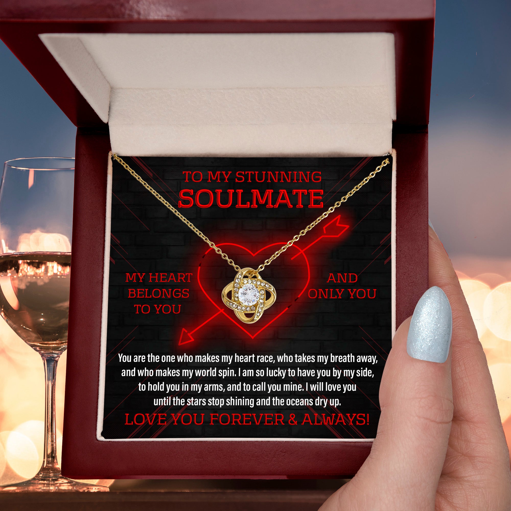 To My Stunning Soulmate Love Knot Necklace – Forever & Always Romantic Gift for Her