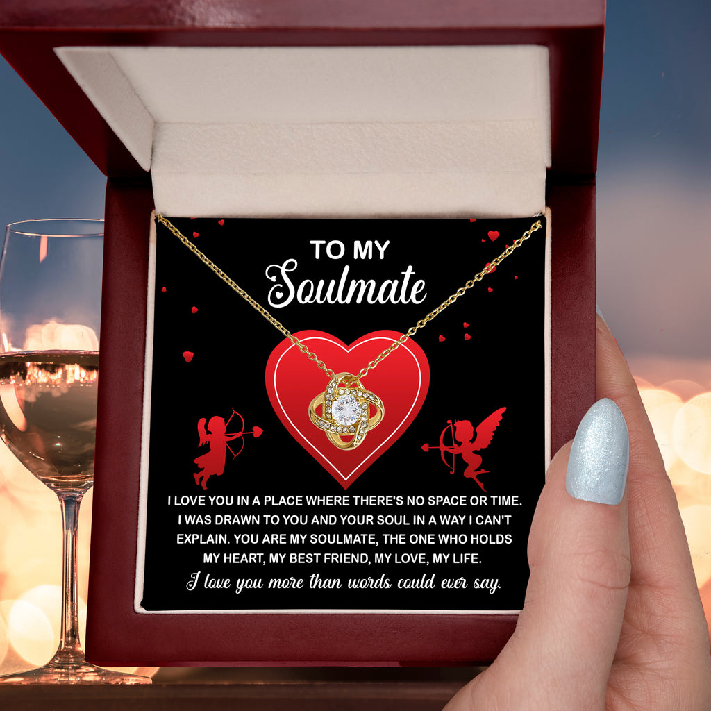 To My Soulmate Love Knot Necklace – Timeless Eternal Love Gift for Her