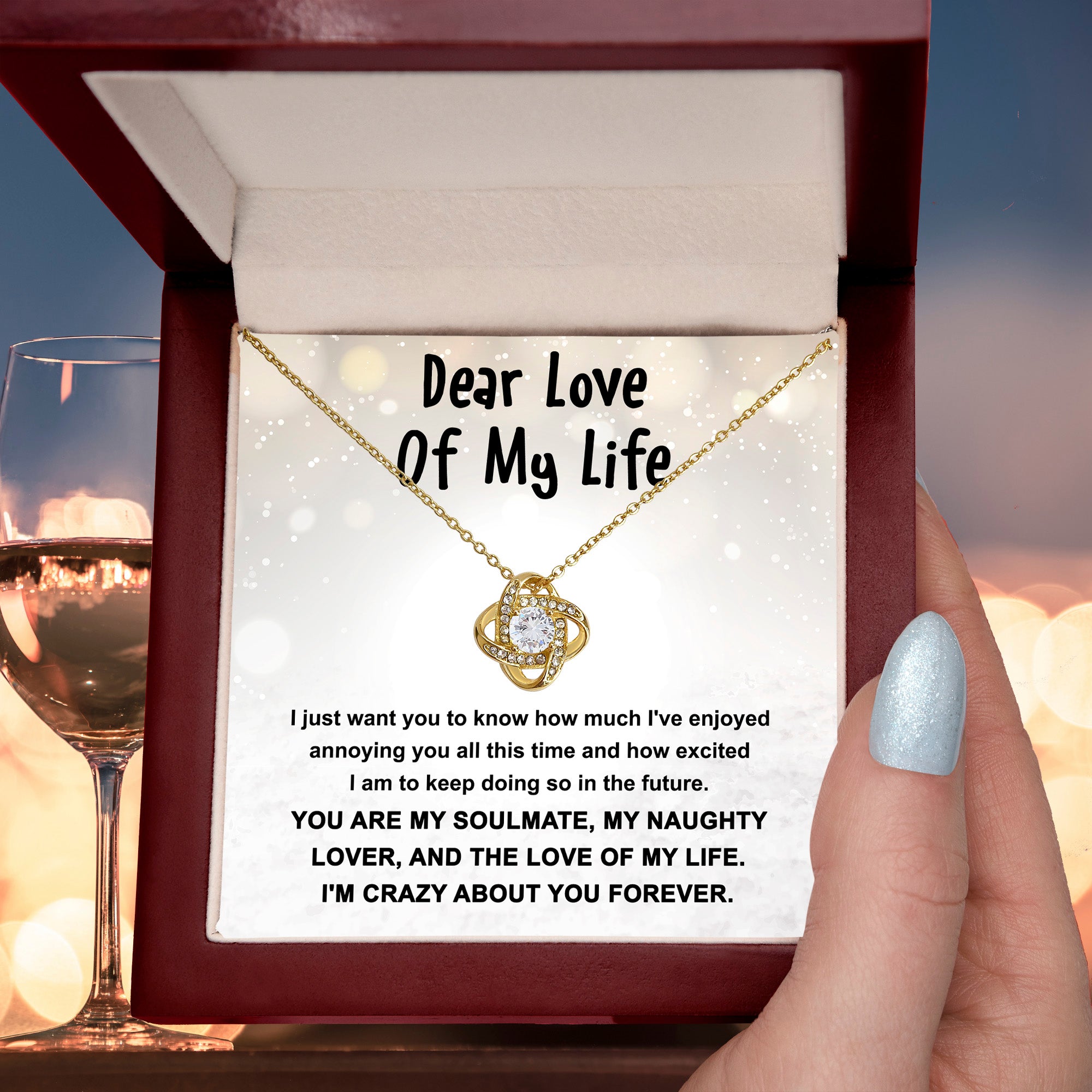 Dear Love of My Life Love Knot Necklace – Playful Soulmate Gift for Her