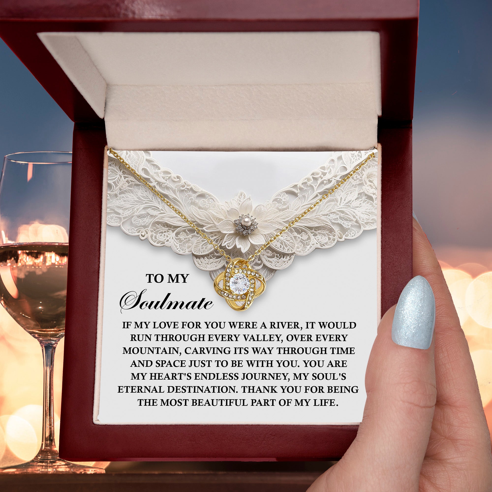 To My Soulmate - Soul's Eternal Destination - Love Knot Necklace with Heartfelt Message
