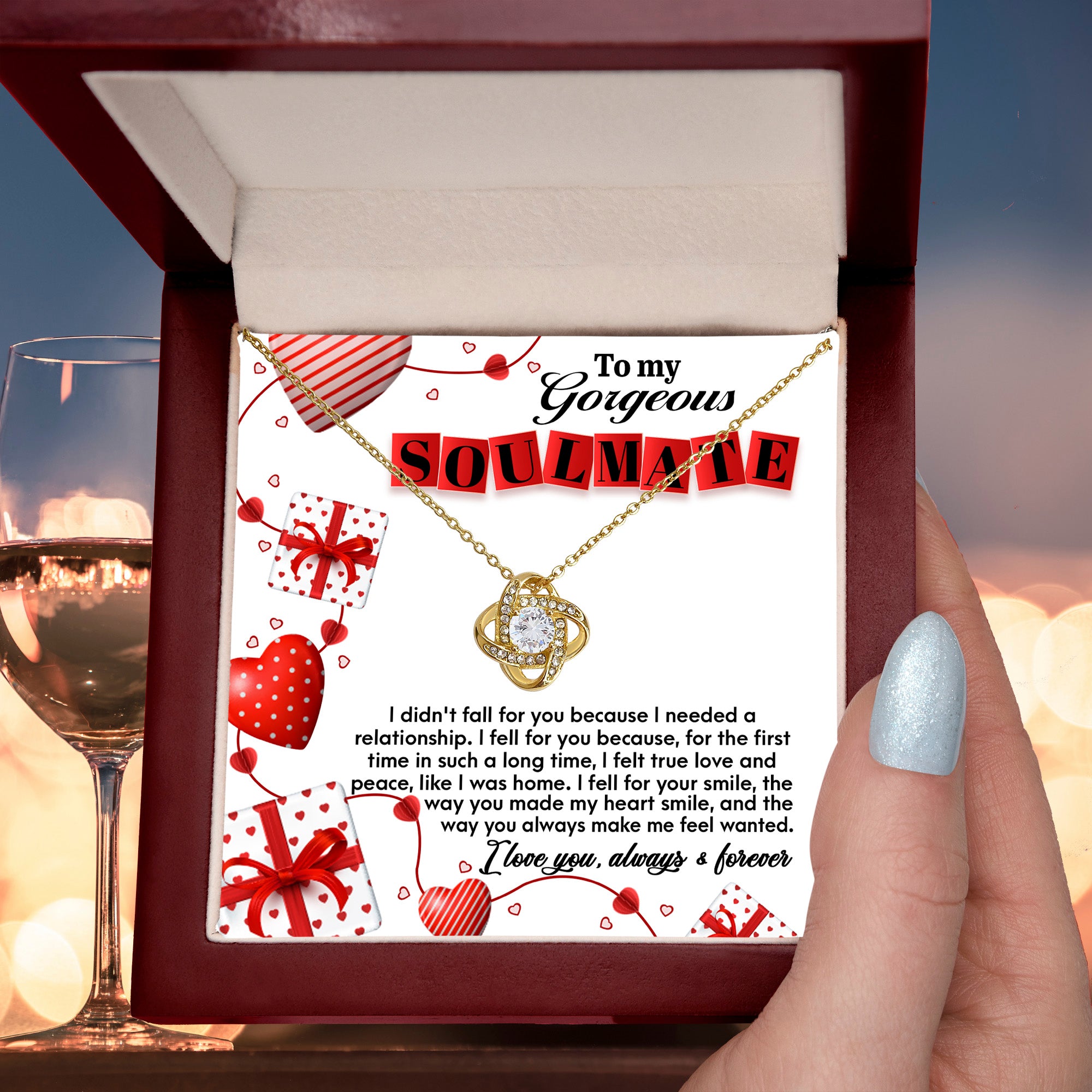 To My Gorgeous Soulmate Love Knot Necklace – Always & Forever Romantic Gift for Her