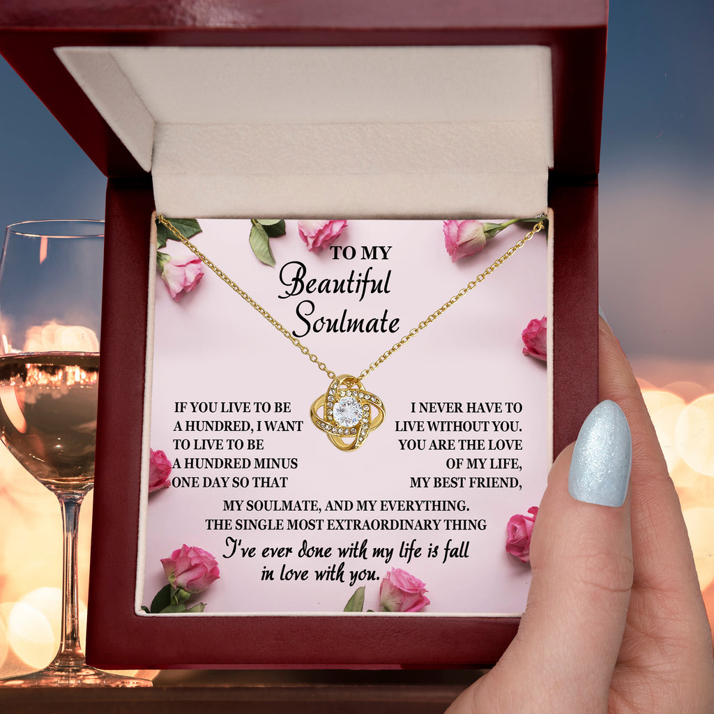 To My Beautiful Soulmate Love Knot Necklace – Forever Love Gift for the Love of My Life