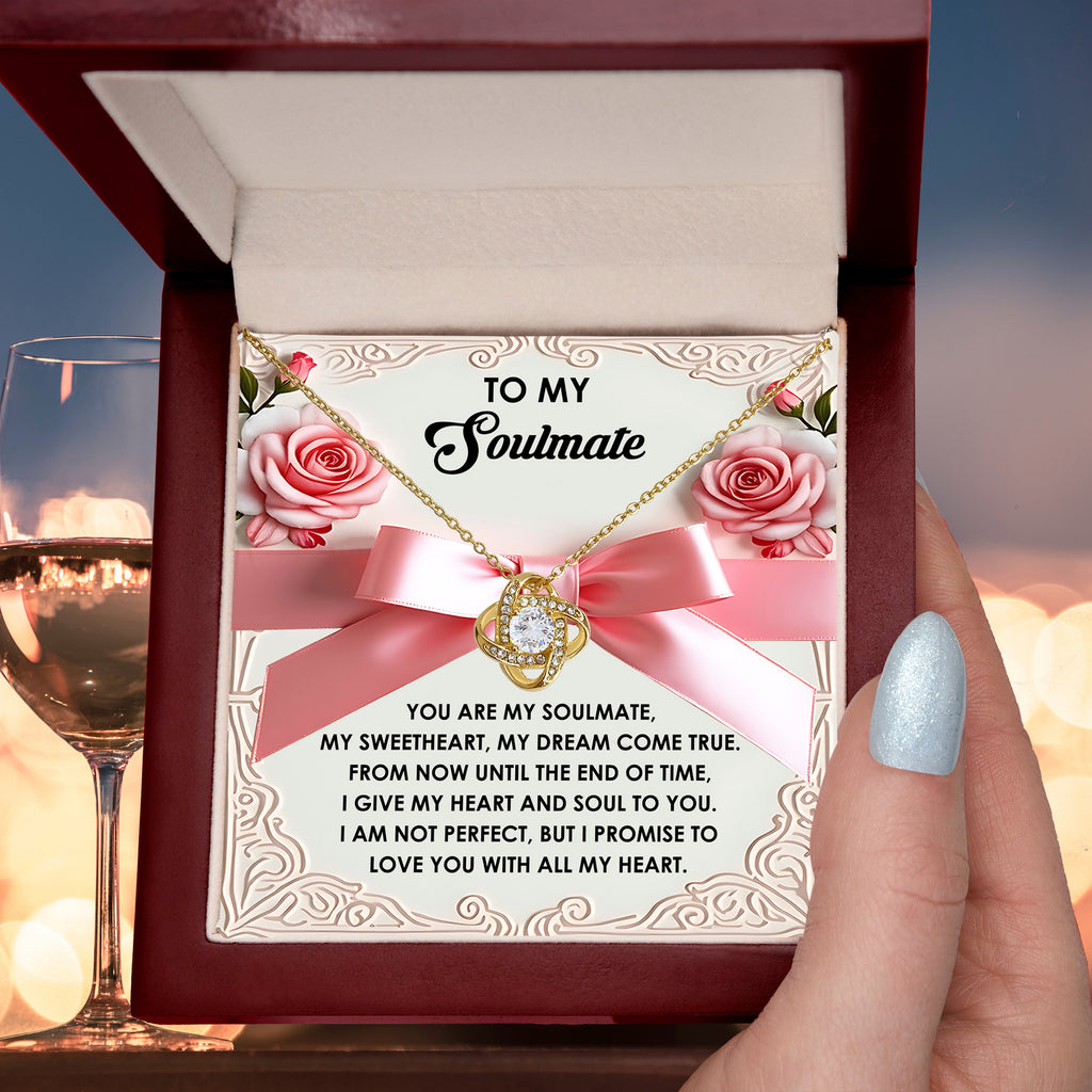 To My Soulmate - Heart & Soul Love Knot Necklace