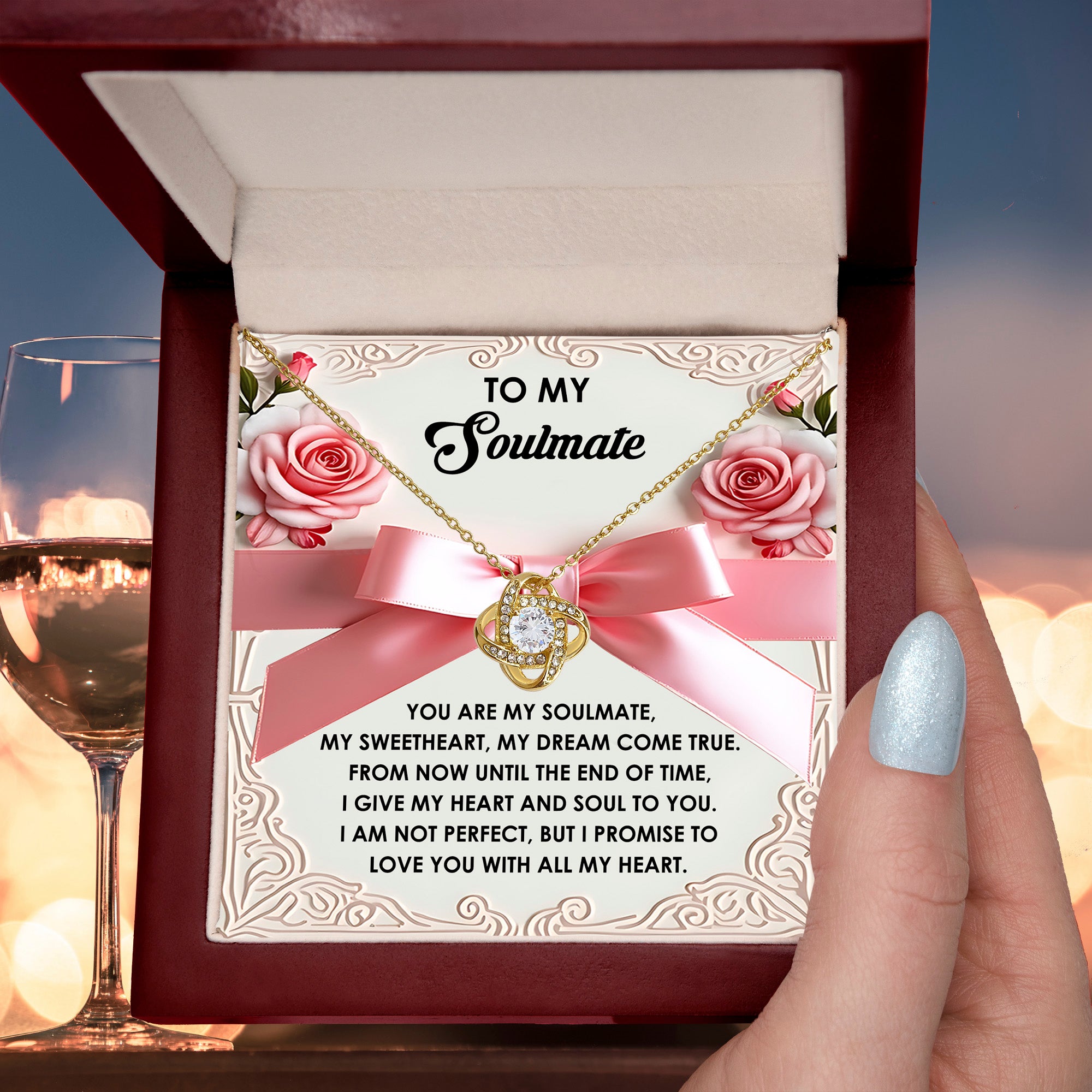 To My Soulmate - Heart & Soul Love Knot Necklace