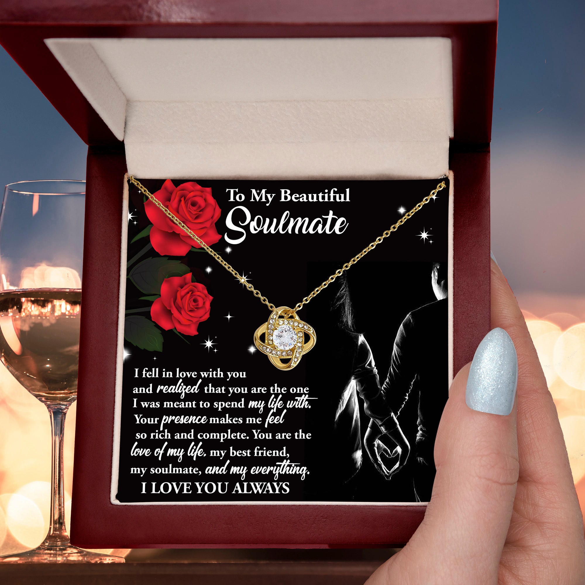 To My Beautiful Soulmate – Spend My Life With You - Love Knot Necklace with Message Card