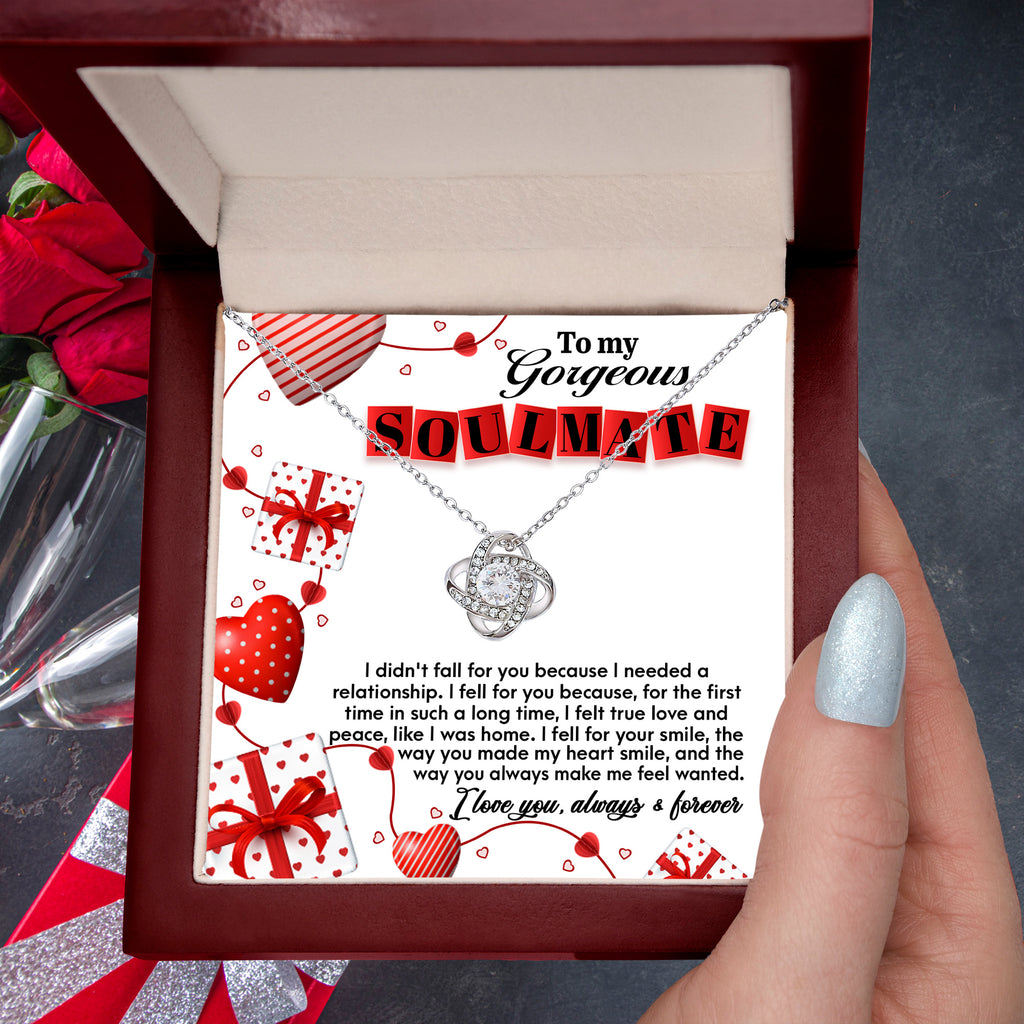 To My Gorgeous Soulmate Love Knot Necklace – Always & Forever Romantic Gift for Her