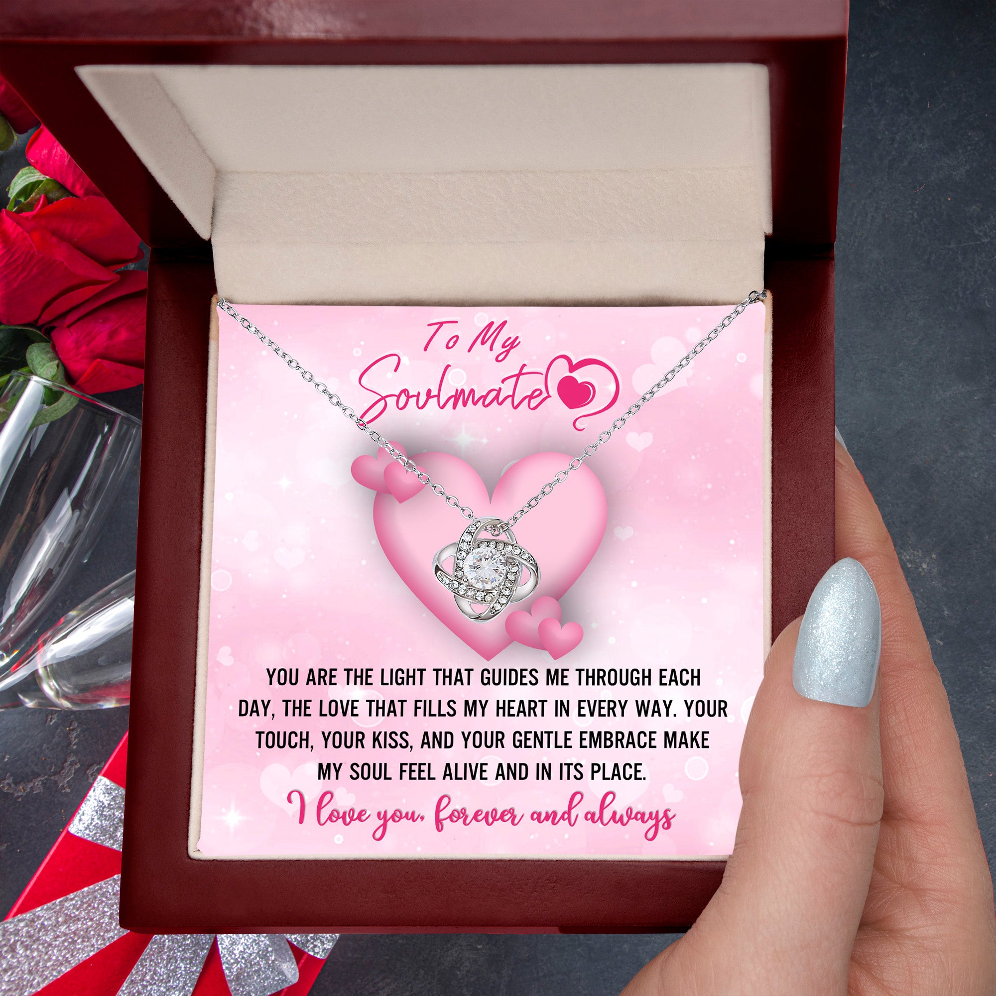 To My Soulmate – The Light That Guides Me Love Knot Necklace