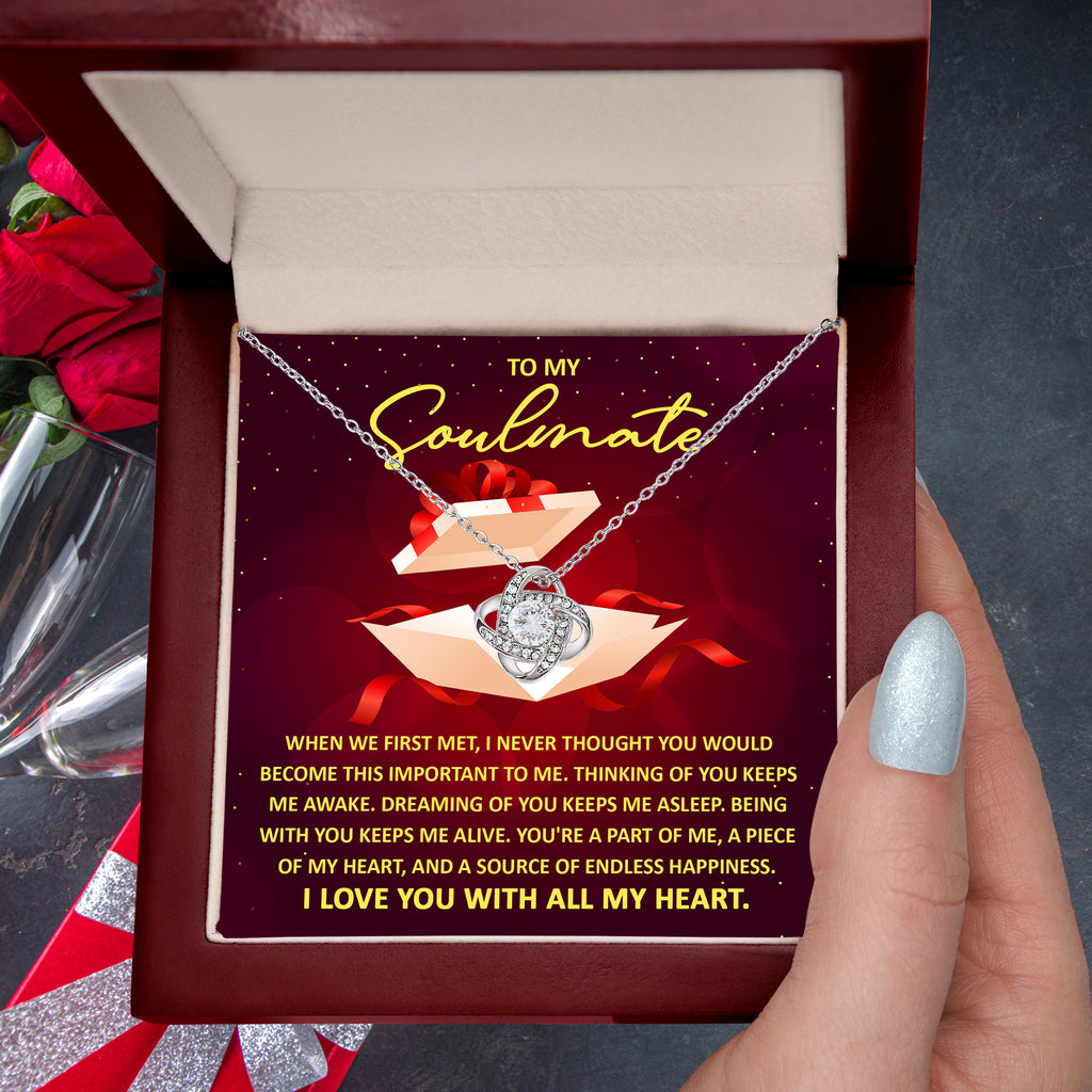 To My Soulmate – Thinking of You - Love Knot Necklace with Romantic Message