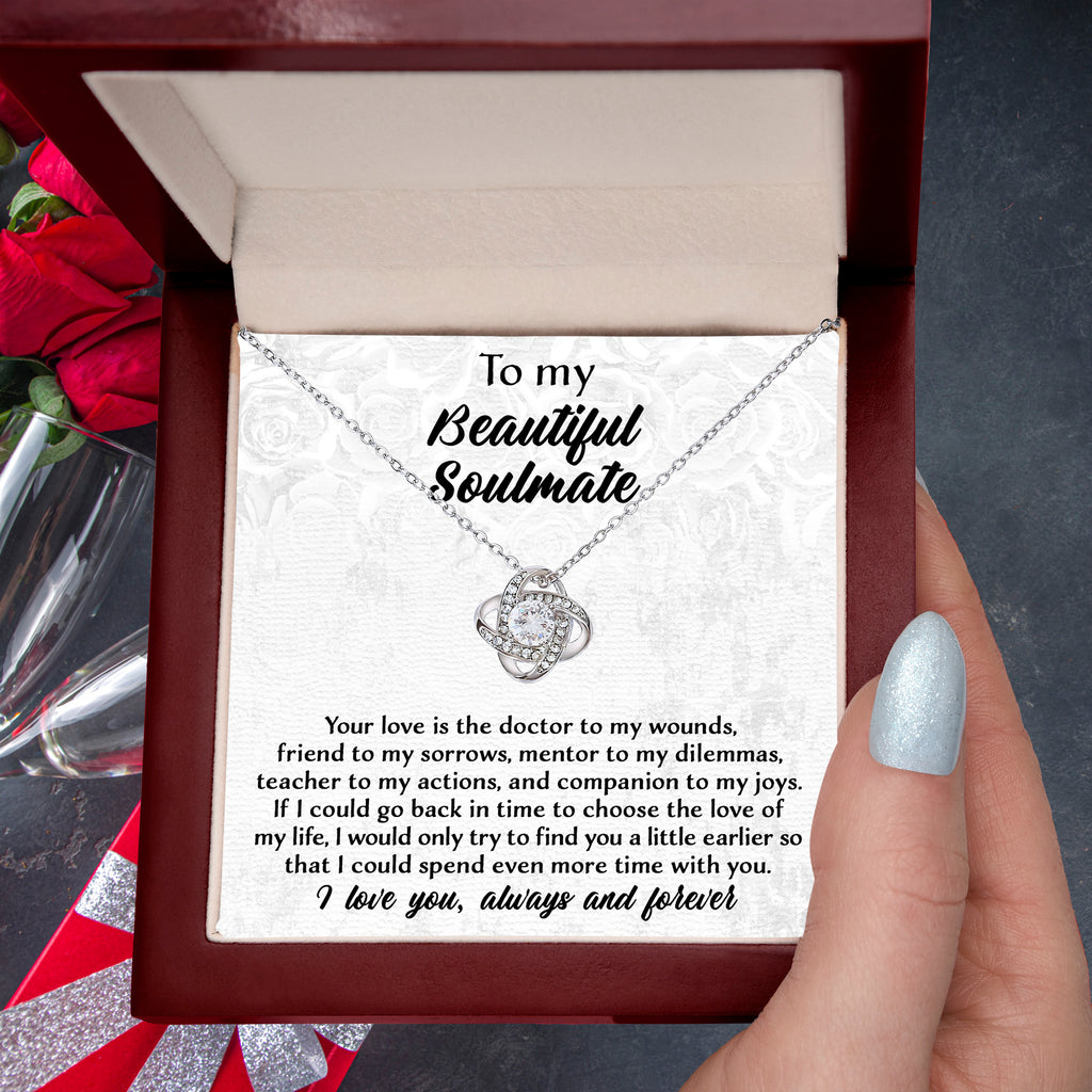 To My Beautiful Soulmate – Find You Sooner  Love Knot Necklace Gift Set