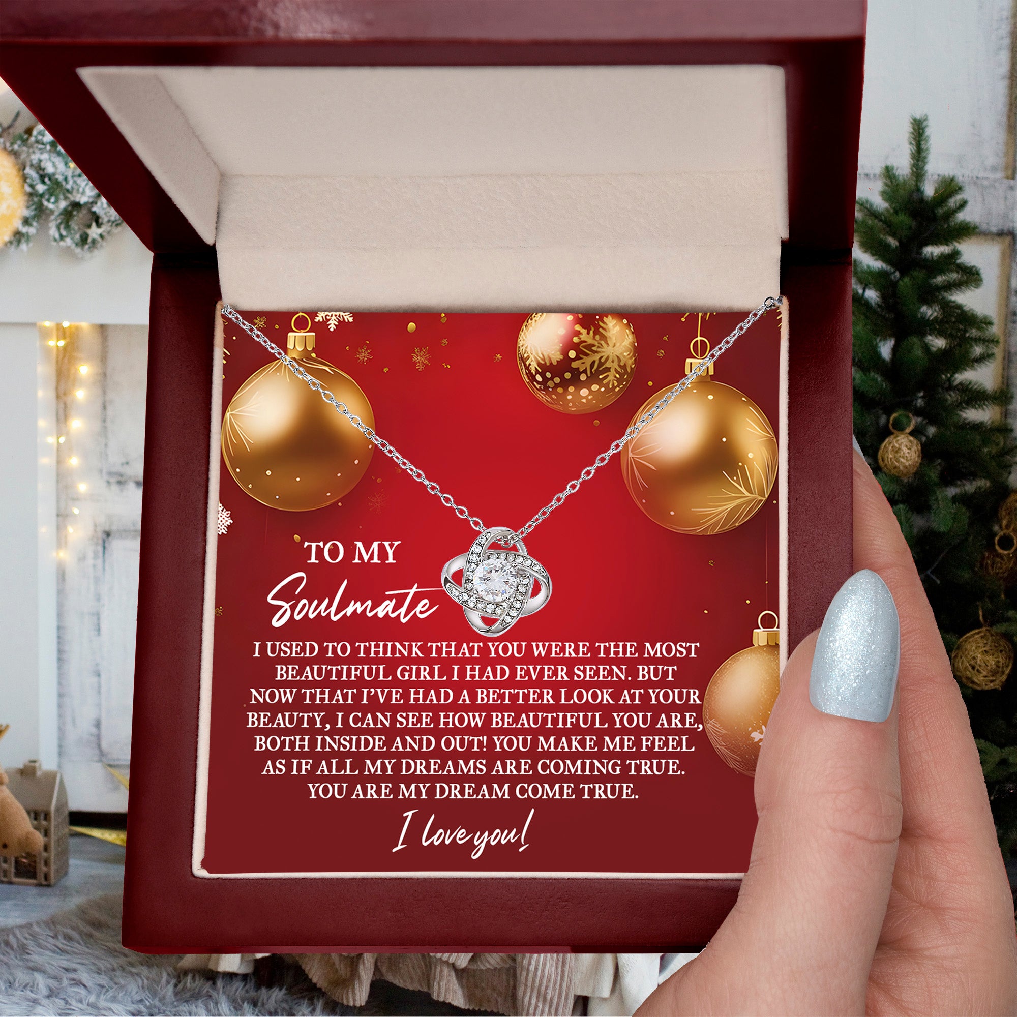 To My Soulmate – “My Dream Come True” Love Knot Necklace