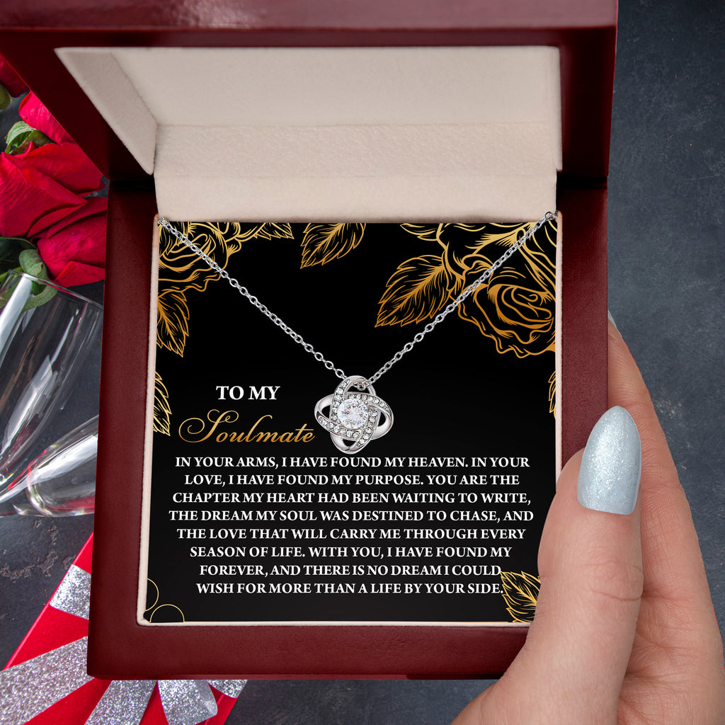 To My Soulmate - By Your Side - Love Knot Necklace with Heartfelt Message