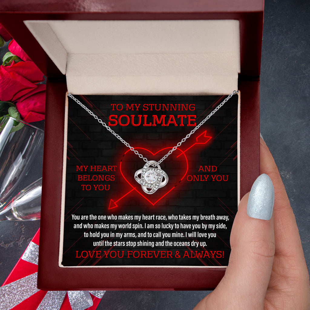 To My Stunning Soulmate Love Knot Necklace – Forever & Always Romantic Gift for Her