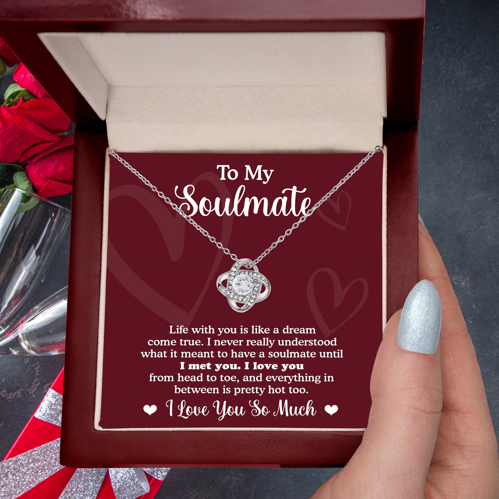 To My Soulmate – Dream Come True Romantic Gift for Her- Love Knot Necklace