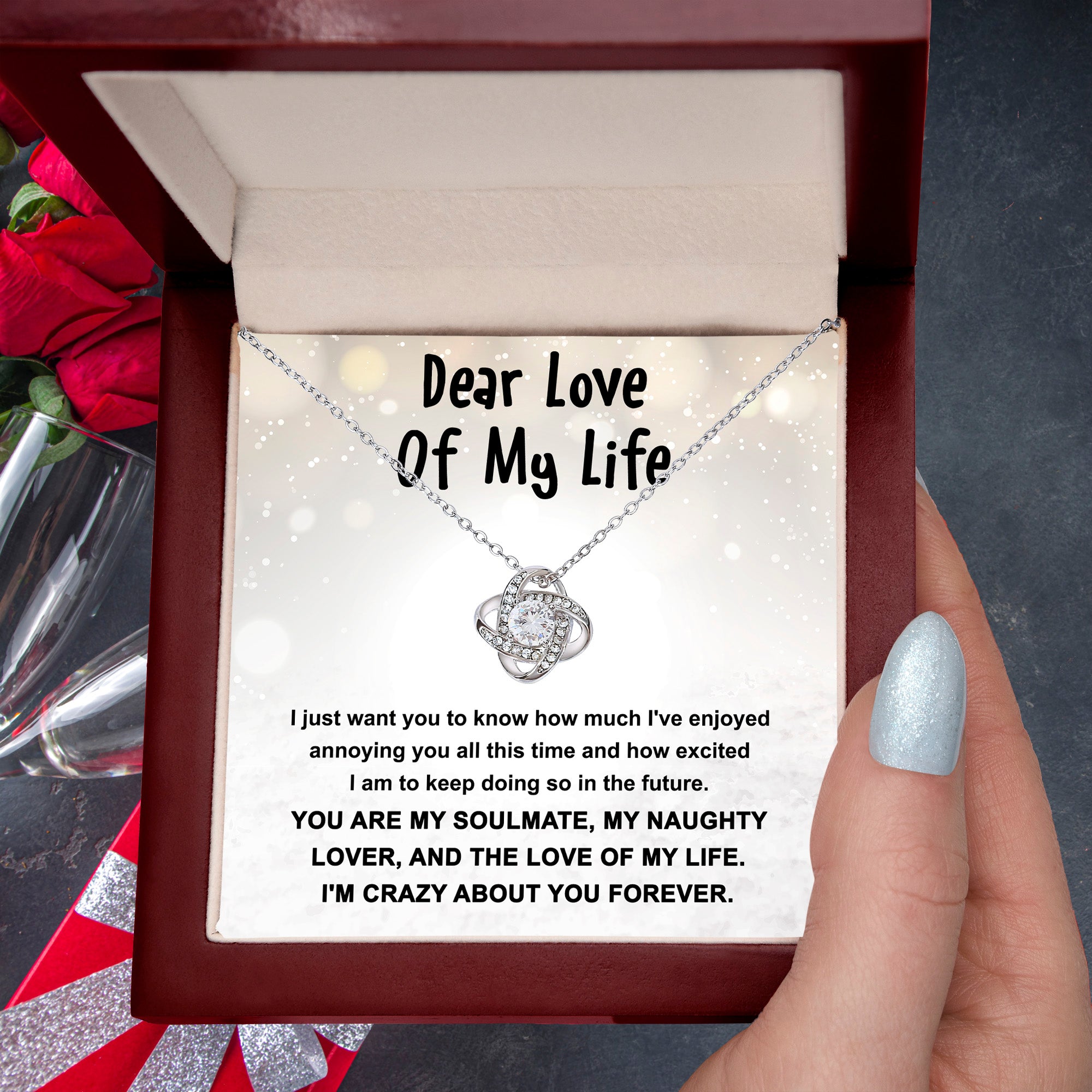 Dear Love of My Life Love Knot Necklace – Playful Soulmate Gift for Her