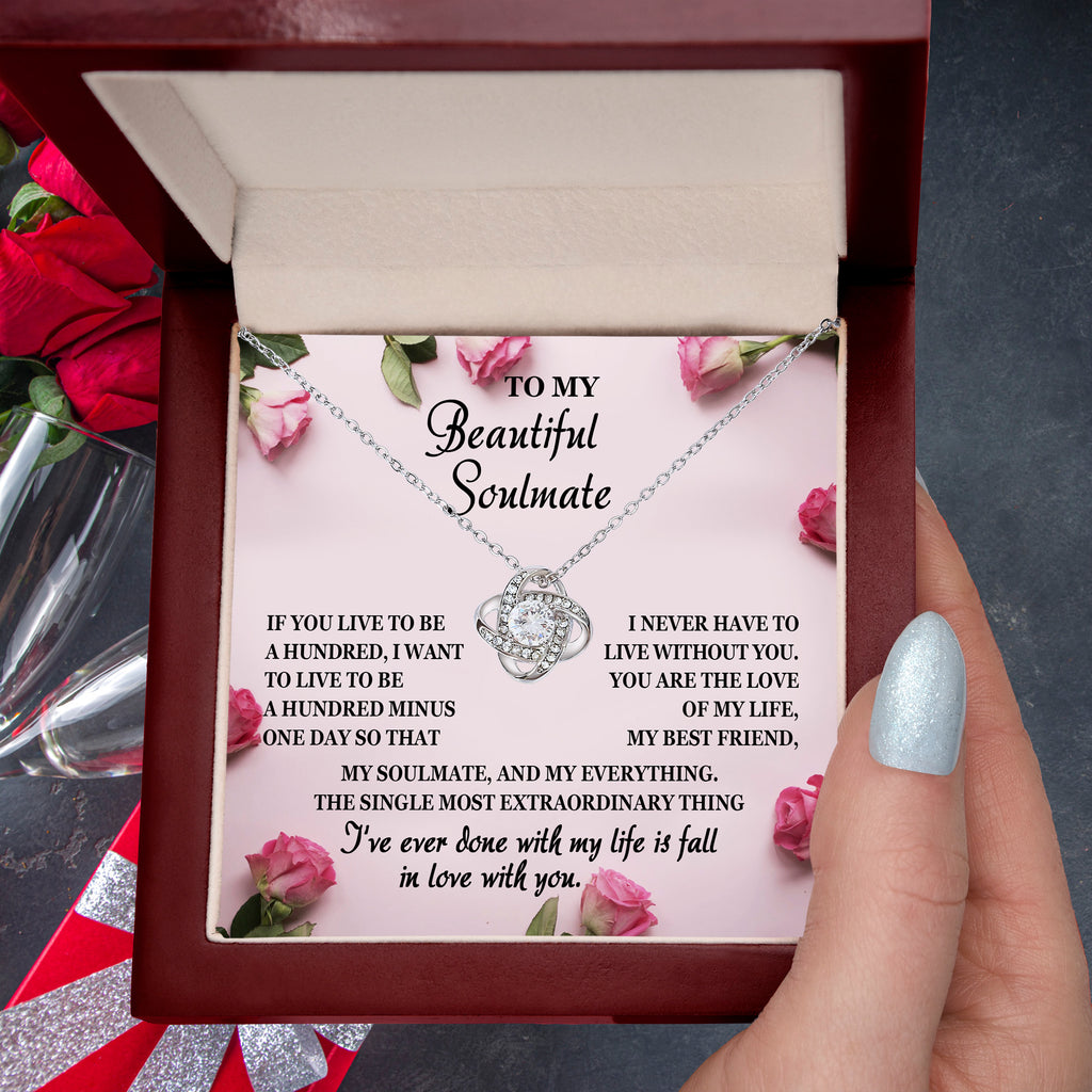 To My Beautiful Soulmate Love Knot Necklace – Forever Love Gift for the Love of My Life