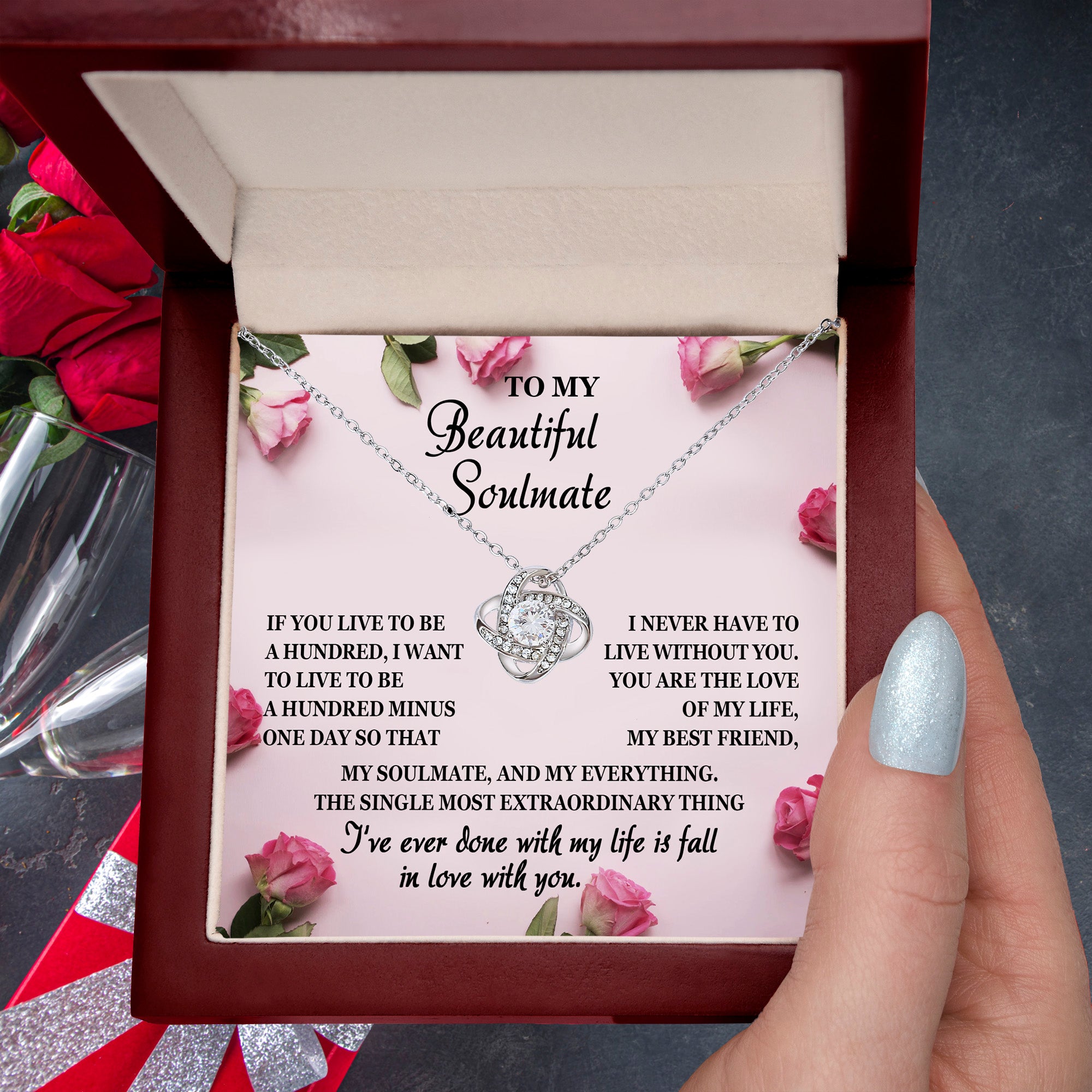 To My Beautiful Soulmate Love Knot Necklace – Forever Love Gift for the Love of My Life