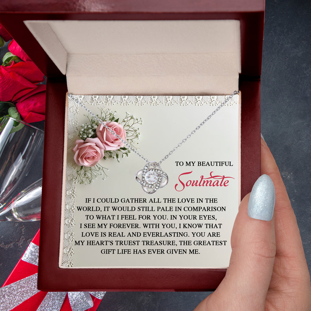 Soulmate - My Heart's Treasure - Love Knot Necklace With Romantic Message