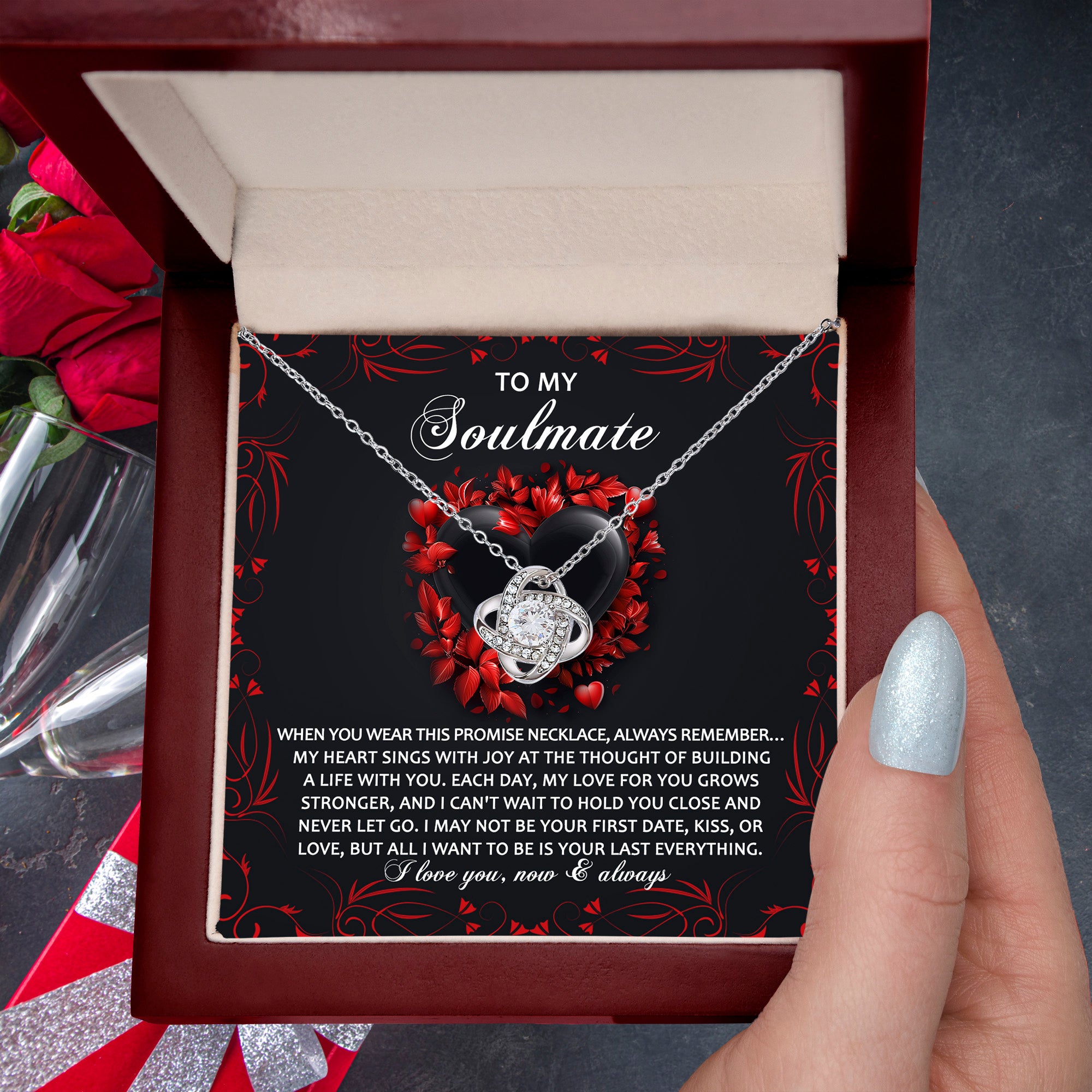 o My Soulmate – Hold You Close Promise Necklace | Romantic Valentine's or Anniversary Gift for Her