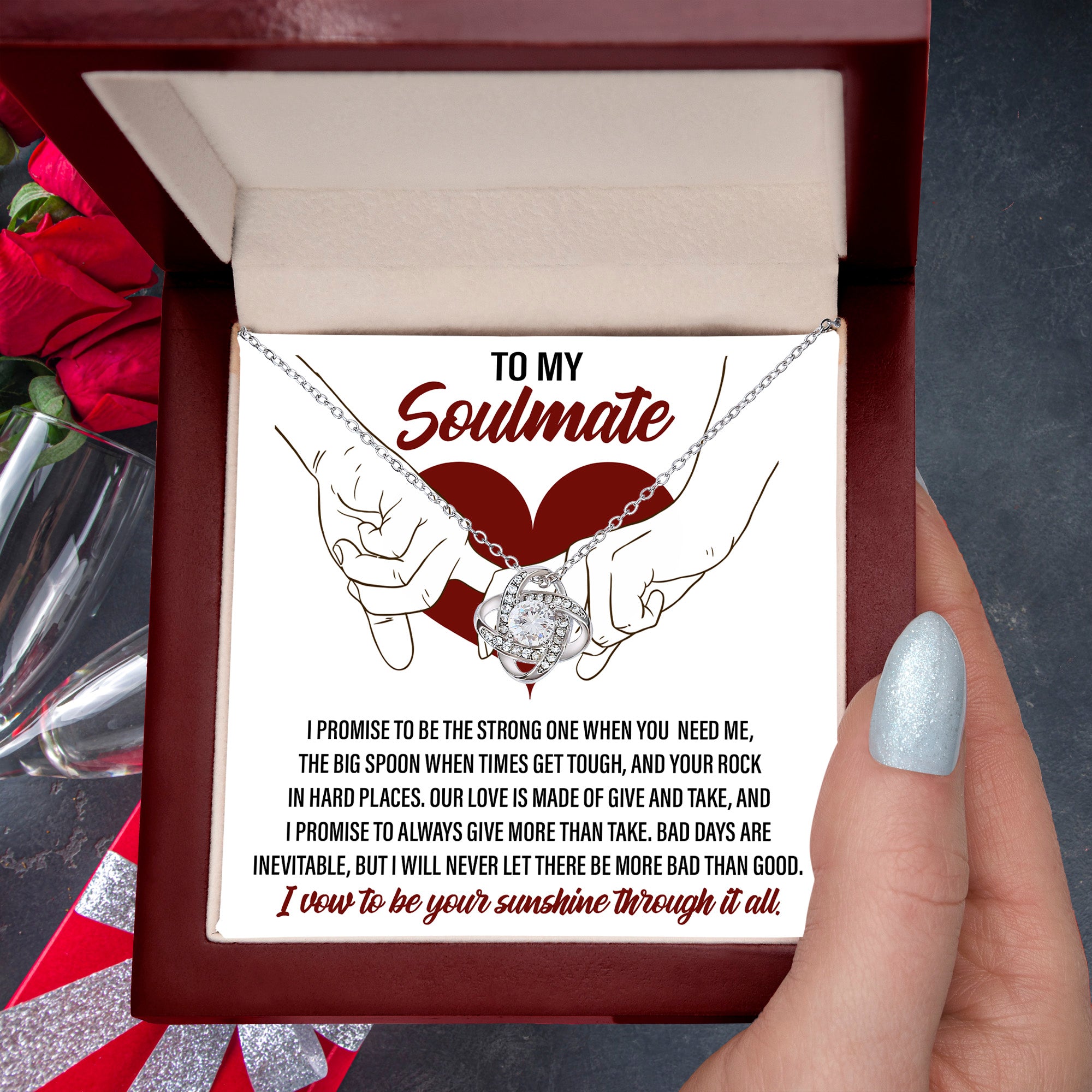 Soulmate Gift - I Promise to be the Strong One Love Knot Necklace