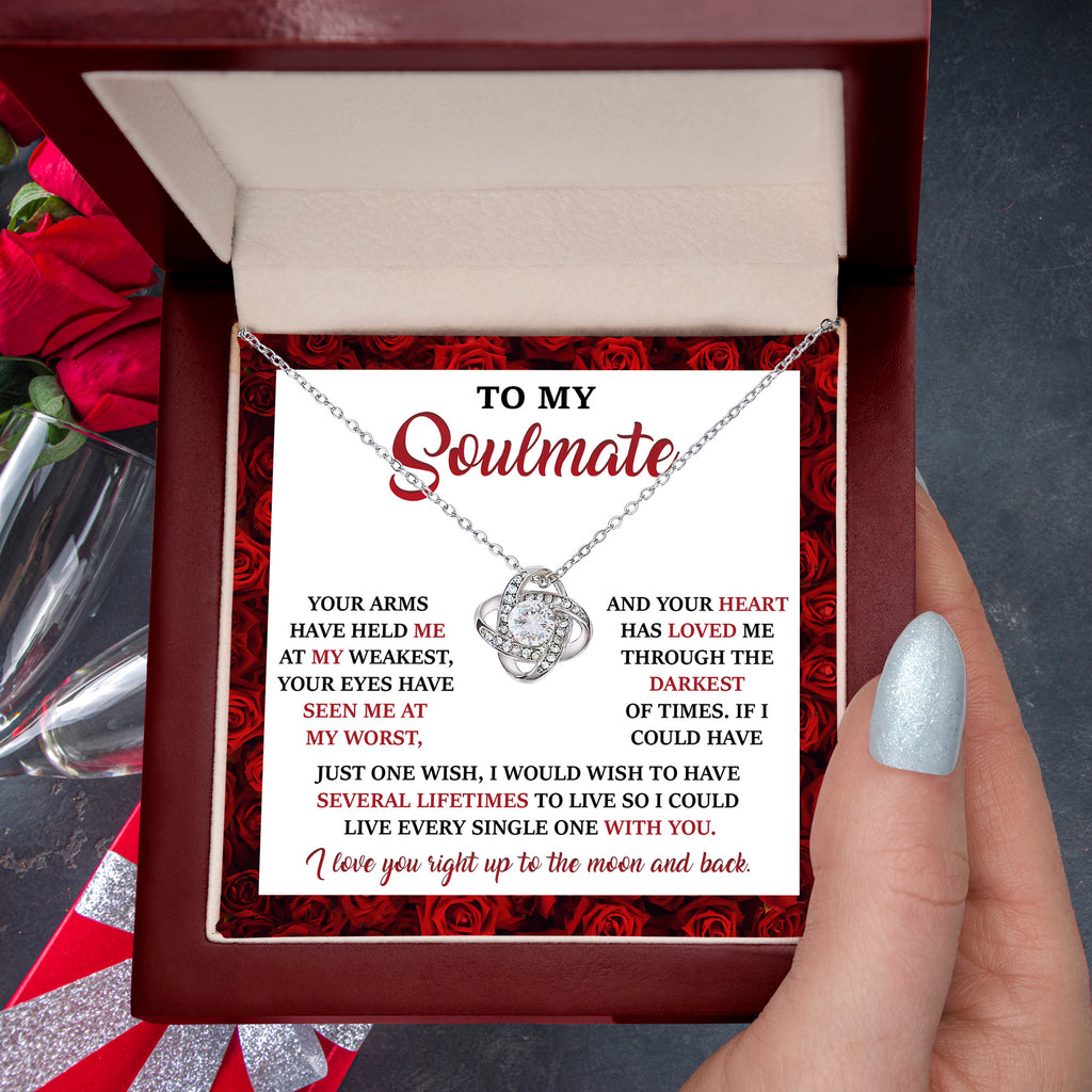 To My Soulmate – One Wish - Love Knot Necklace with Message Card