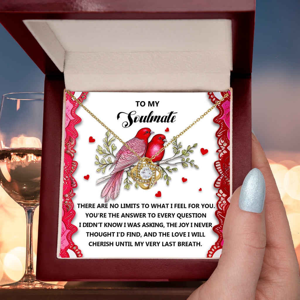 To My Soulmate - The Love I Will Cherish - Love Knot Necklace with Romantic Message