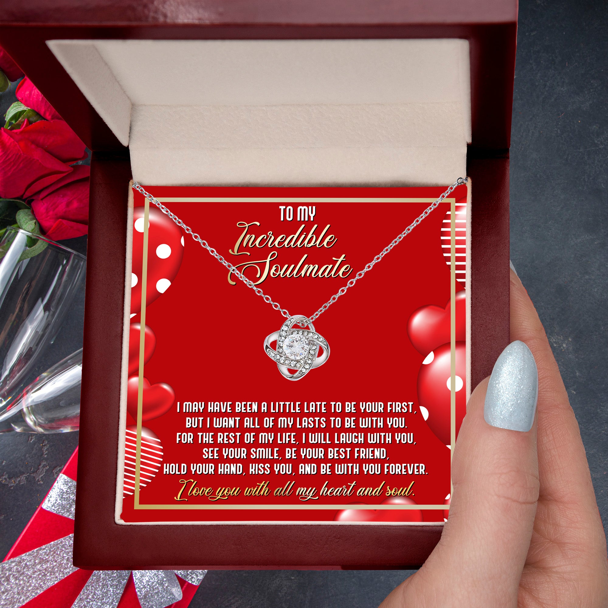 To My Incredible Soulmate – Love Knot Necklace | Romantic Valentine's Gift for Her