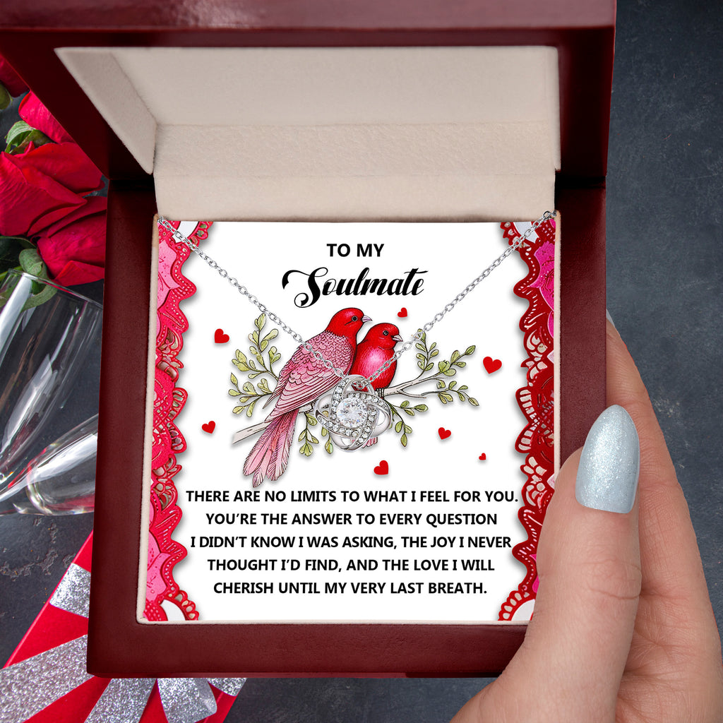 To My Soulmate - The Love I Will Cherish - Love Knot Necklace with Romantic Message